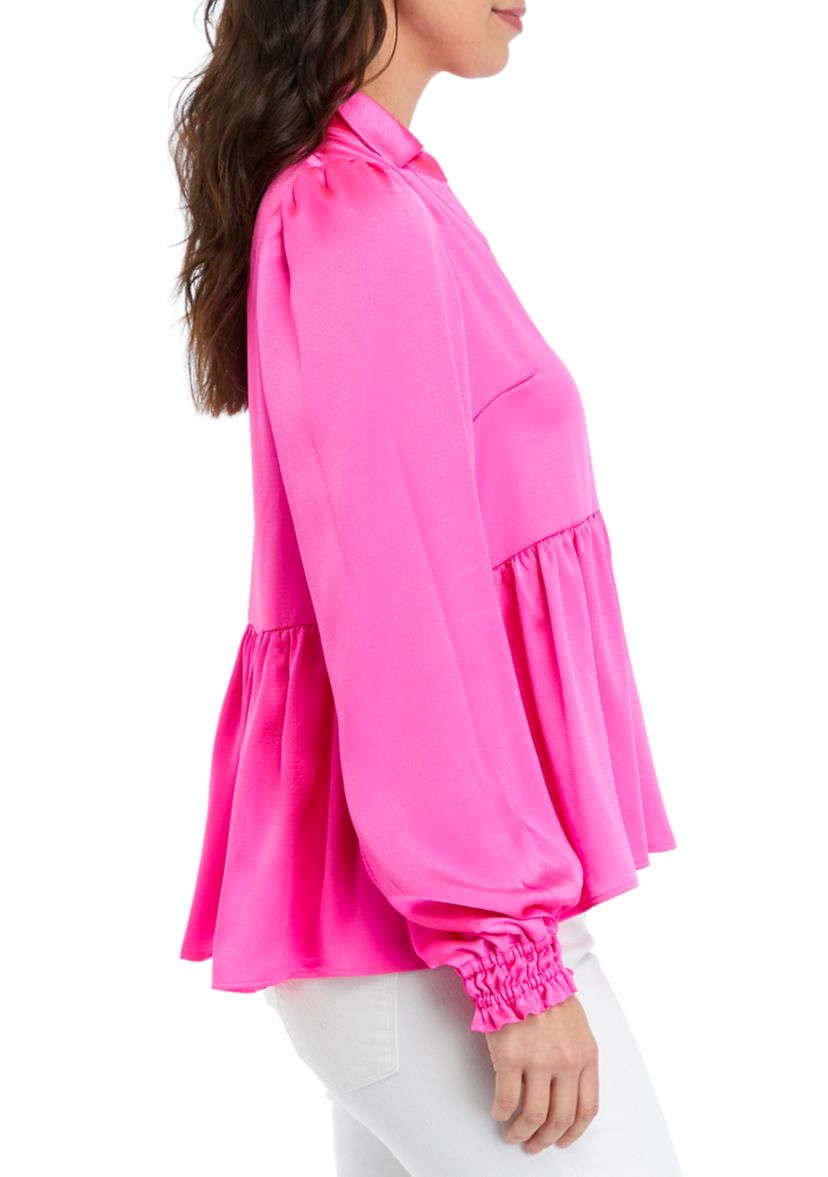 Womens Jaylene Satin Peplum Top