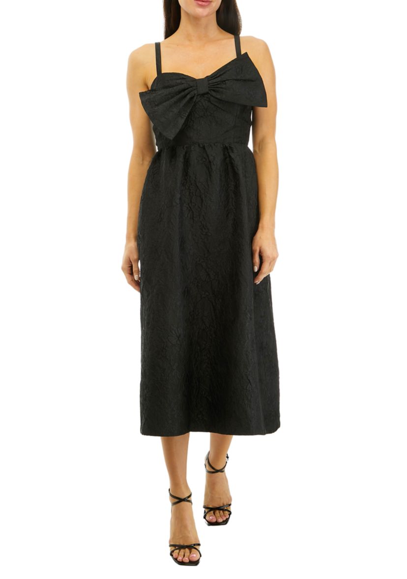 Womens Ella Jacquard Midi Bow Dress