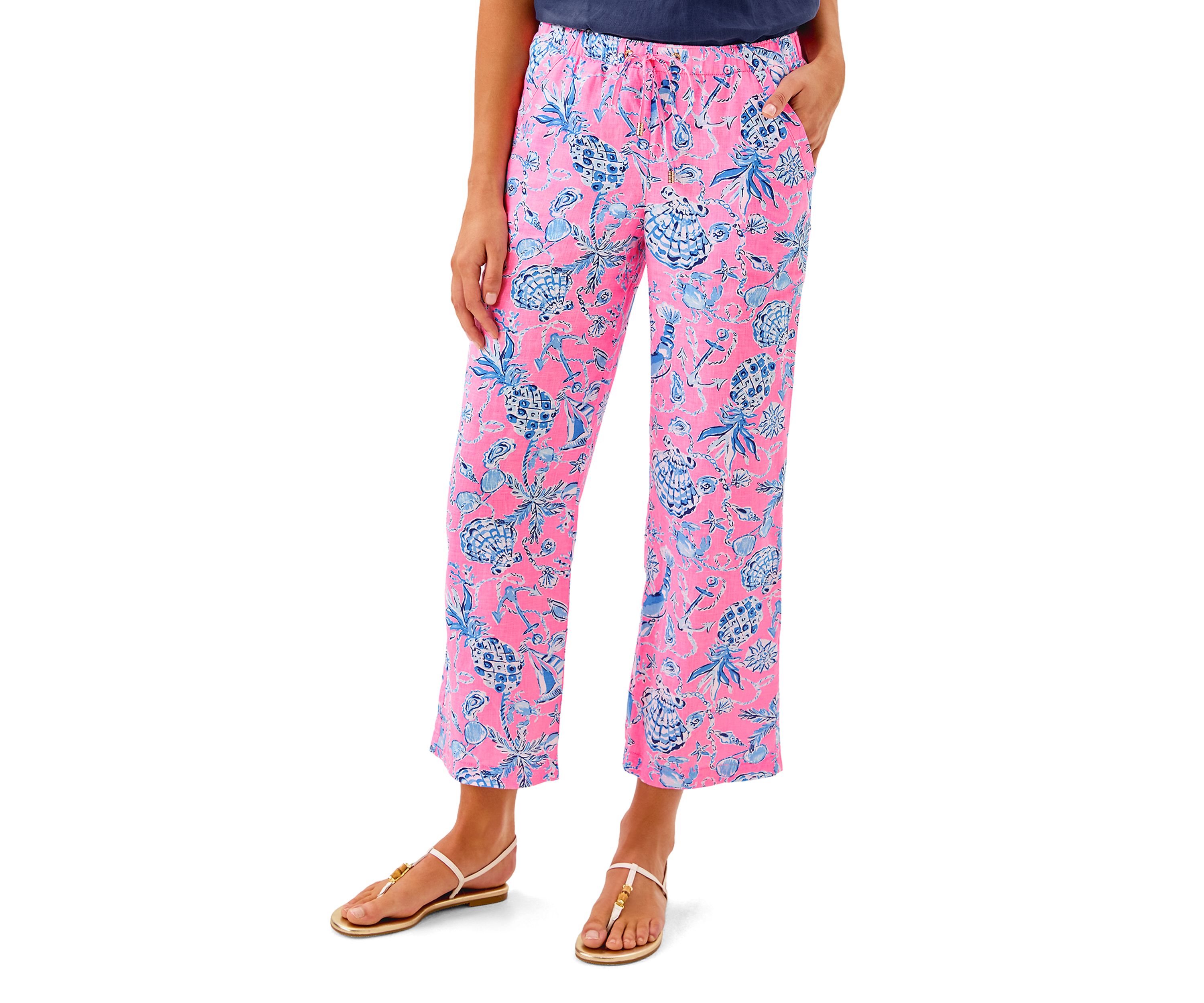 Womens Brawley Linen Crop Pants