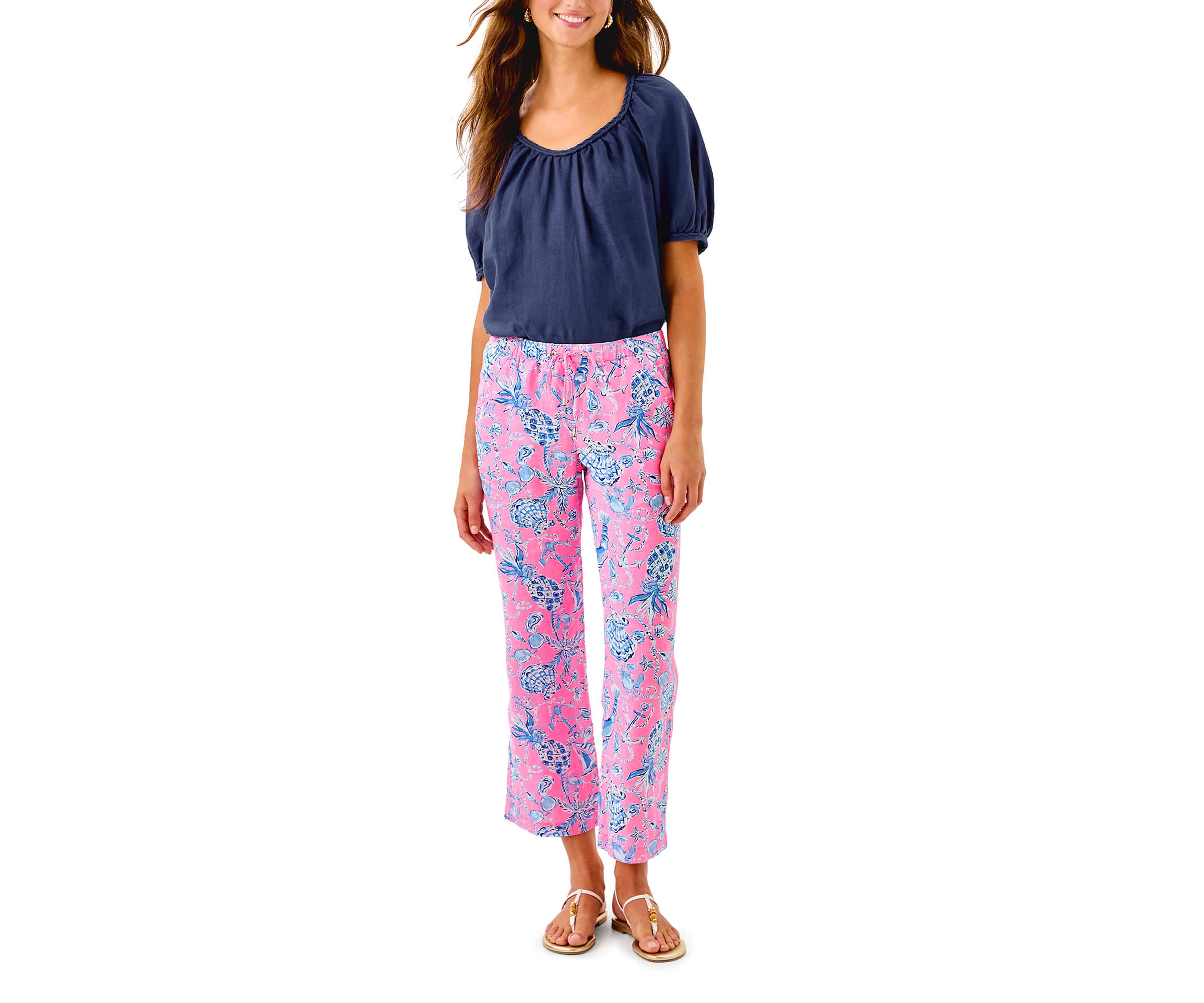 Womens Brawley Linen Crop Pants