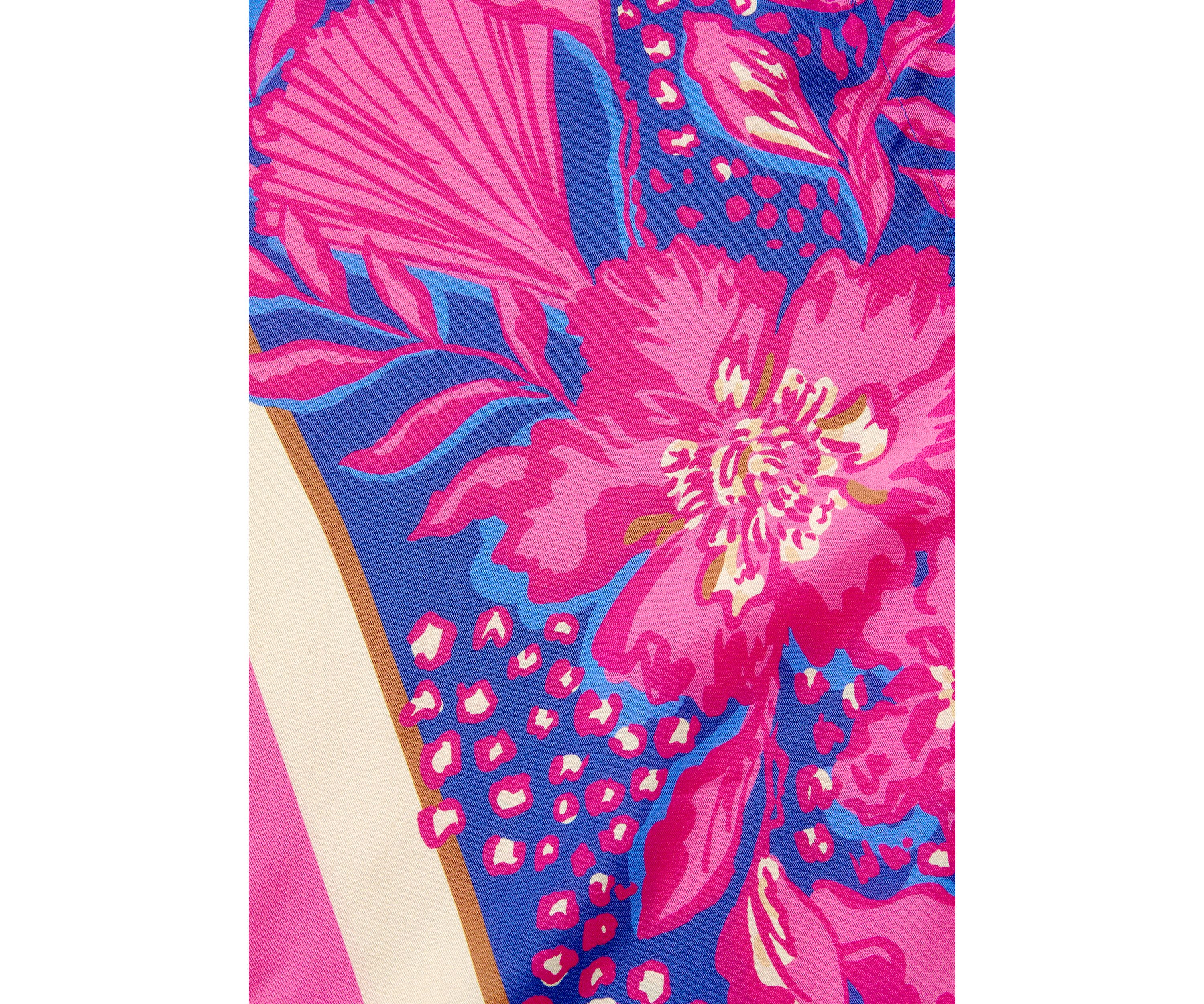 Womens One Shoulder Kimono Sleeve Floral Silk Top 