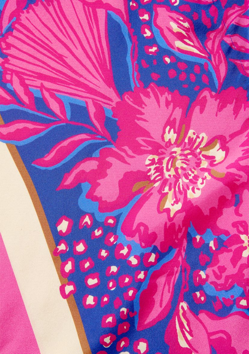 Womens One Shoulder Kimono Sleeve Floral Silk Top 