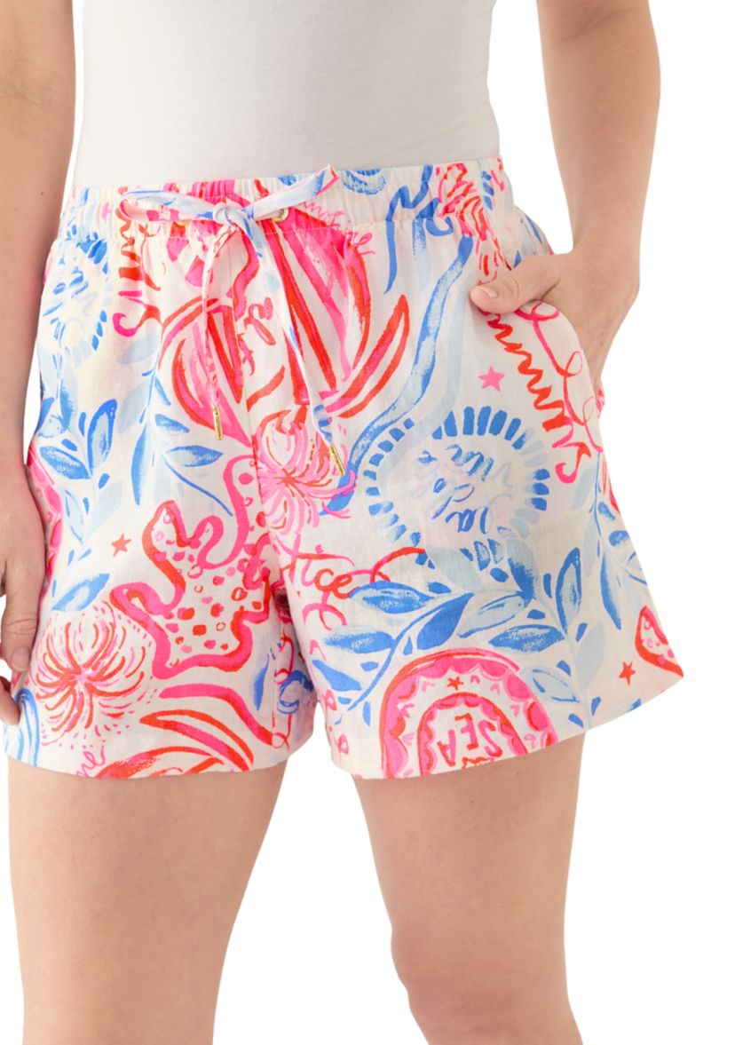 Womens Sun Sea Sand Croix Linen Shorts 