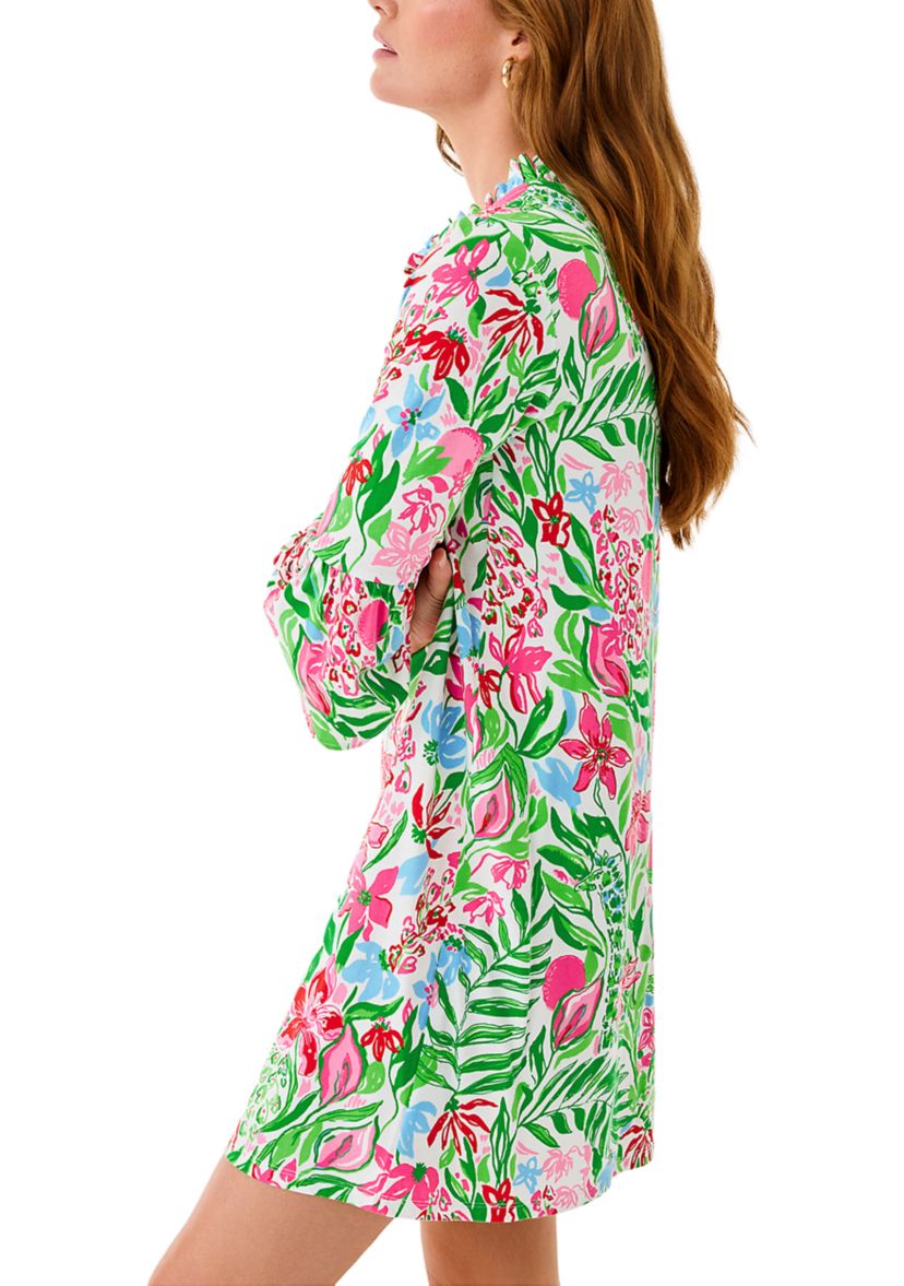 chinese dress ladies Lilly Pulitzer Navy & Pink Cheetah Patterned Women's Long Sleeve Dress Size  XL