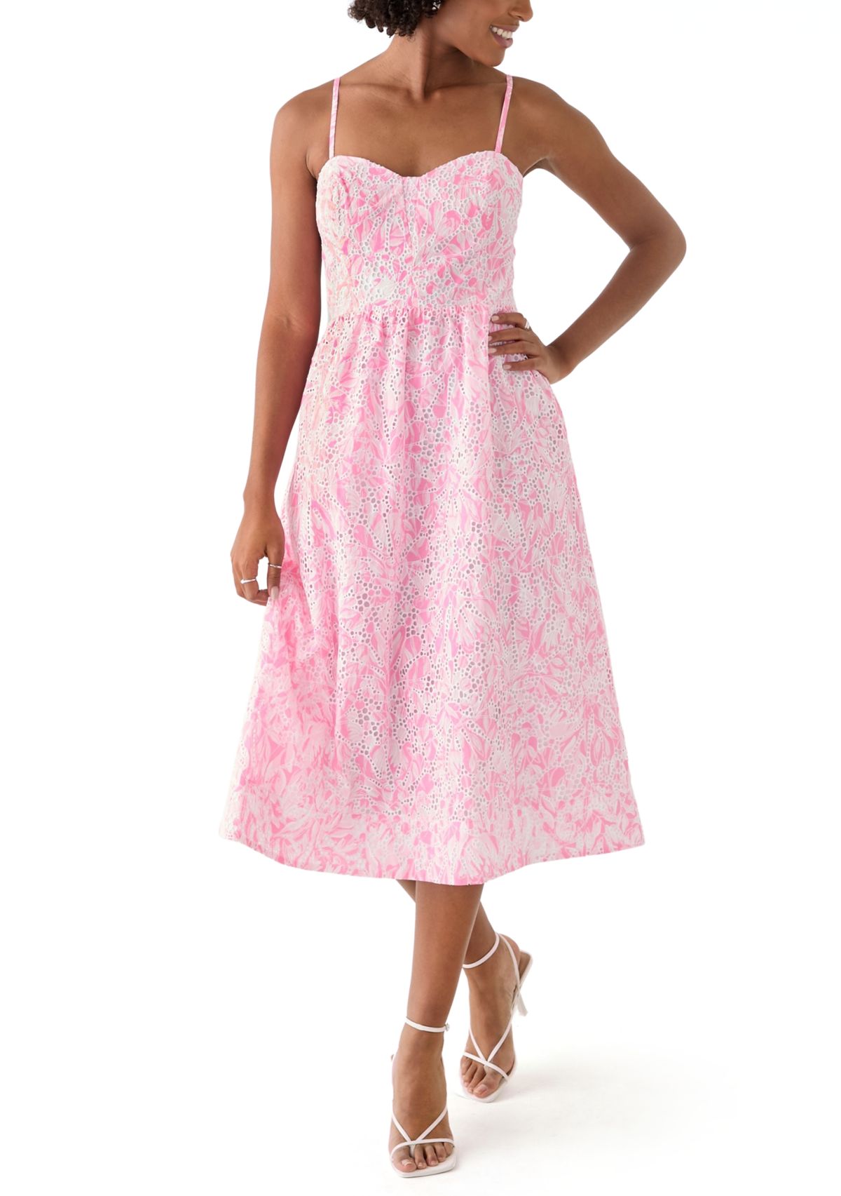 Womens Allarie Midi Eyelet Tulip to Tango Dress