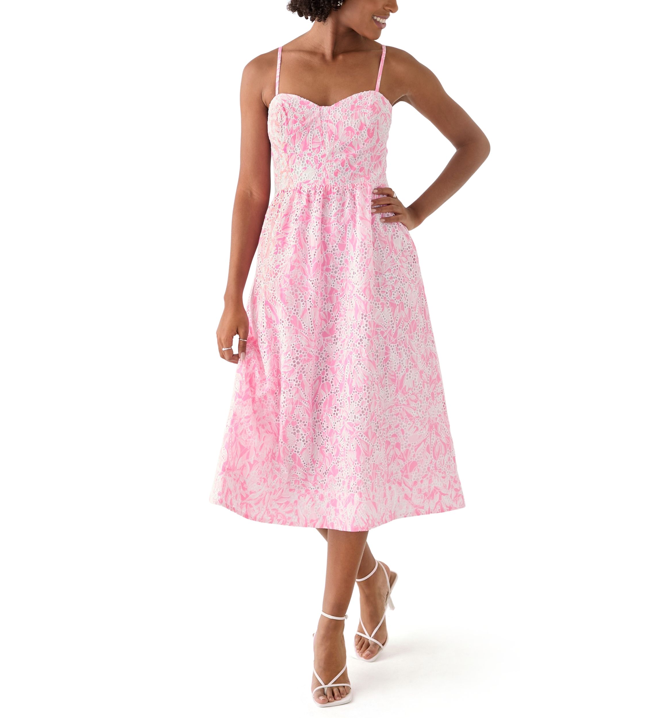 Womens Allarie Midi Eyelet Tulip to Tango Dress