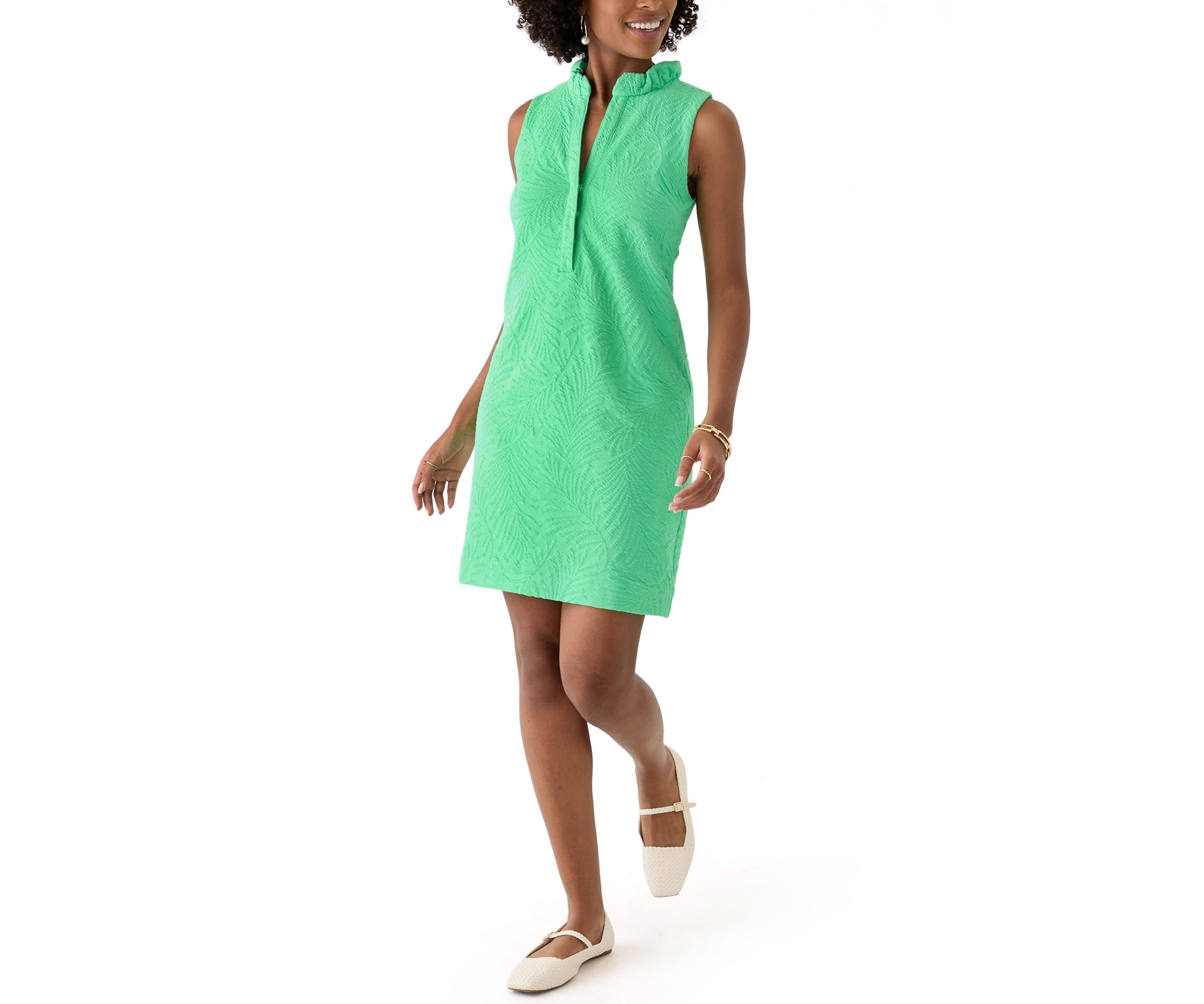 Womens Elsey Leafy Knit Jacquard Shift Dress