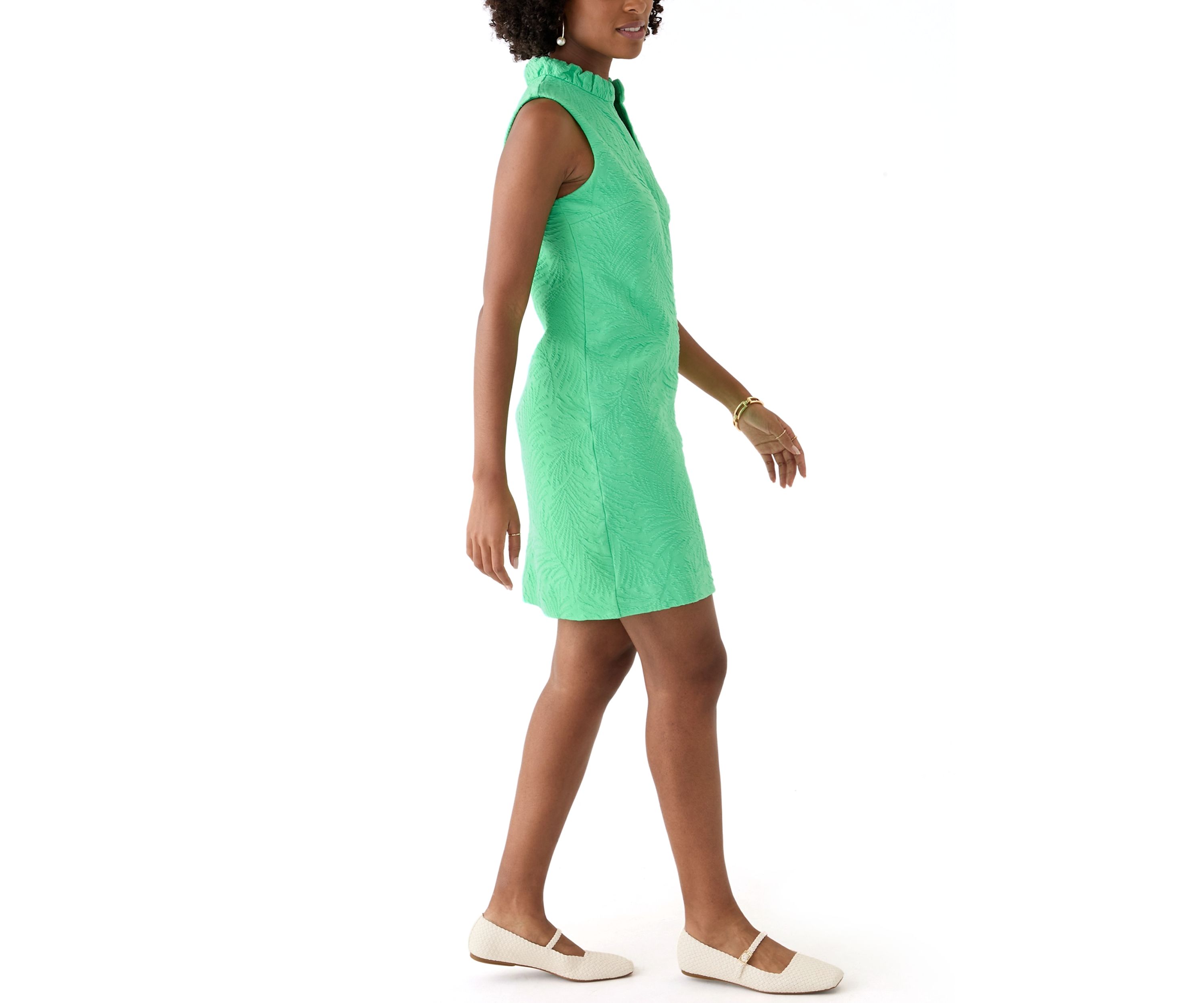 Womens Elsey Leafy Knit Jacquard Shift Dress