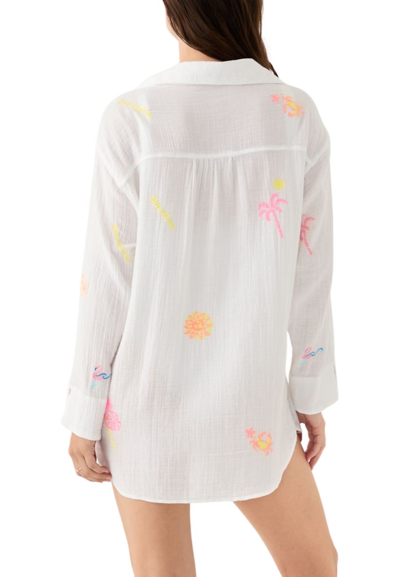 Womens Kwitney Embroidered Swim Coverup