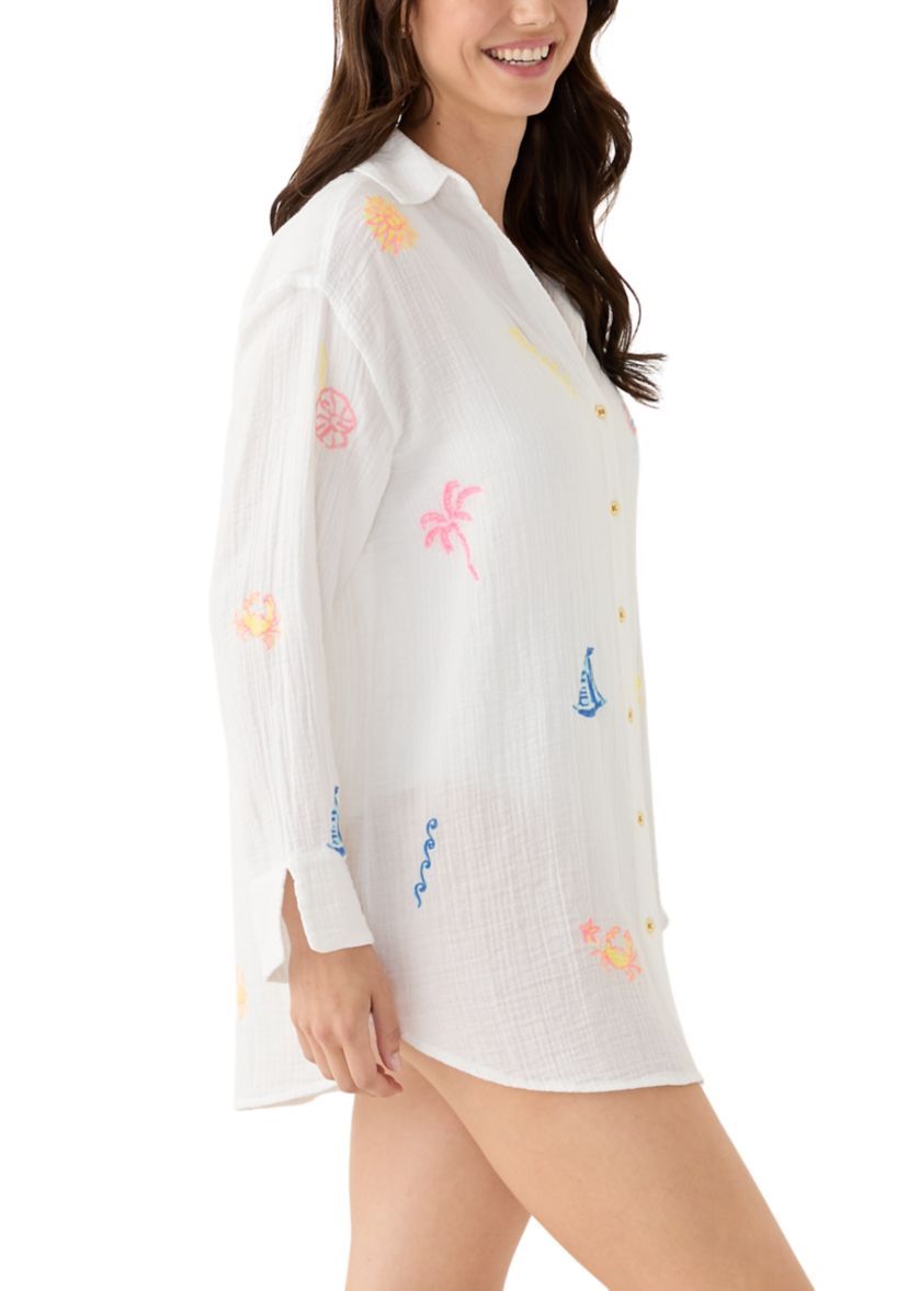 Womens Kwitney Embroidered Swim Coverup
