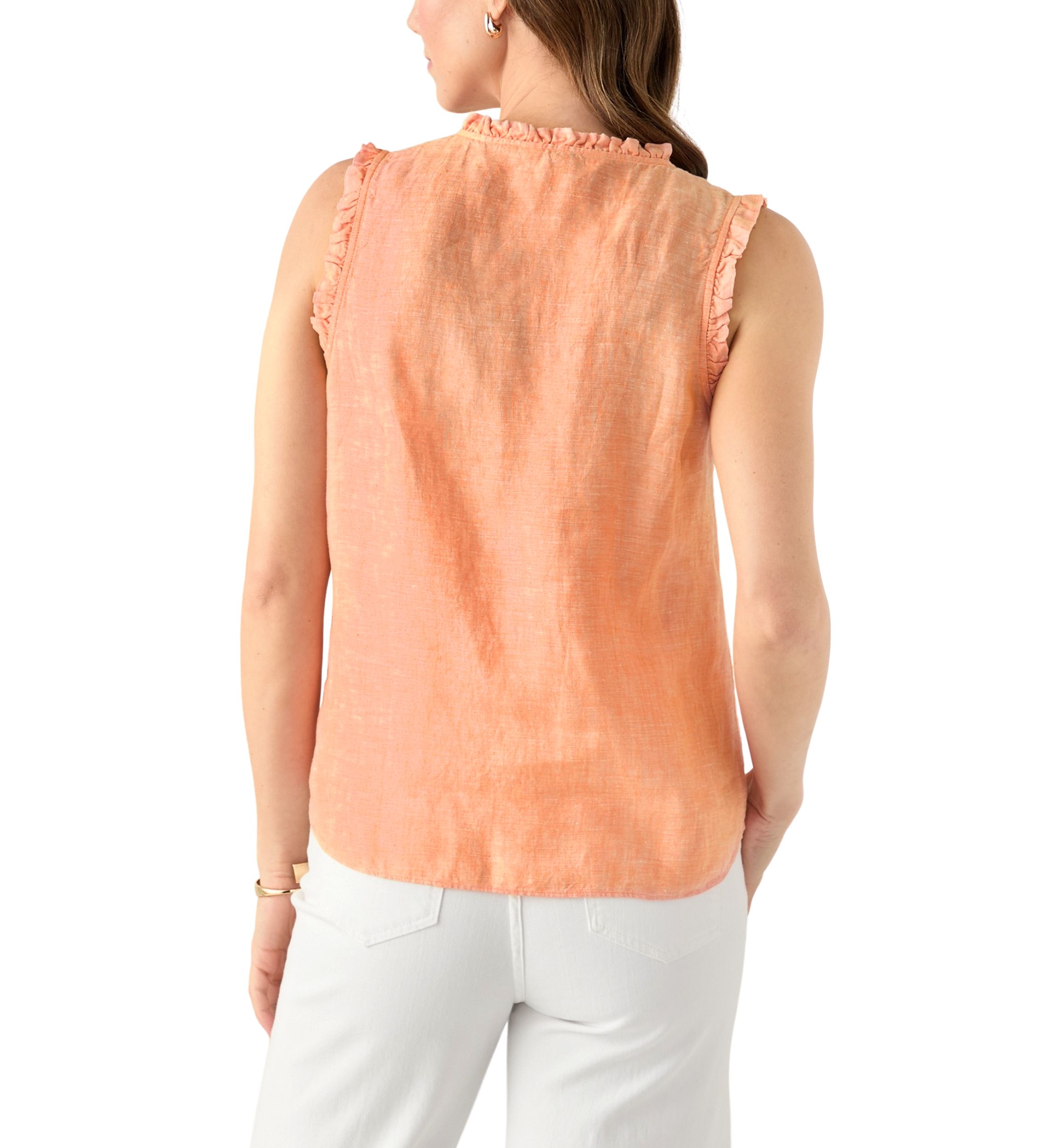 Womens Kavalla Sleeveless Ruffle Printed Top 