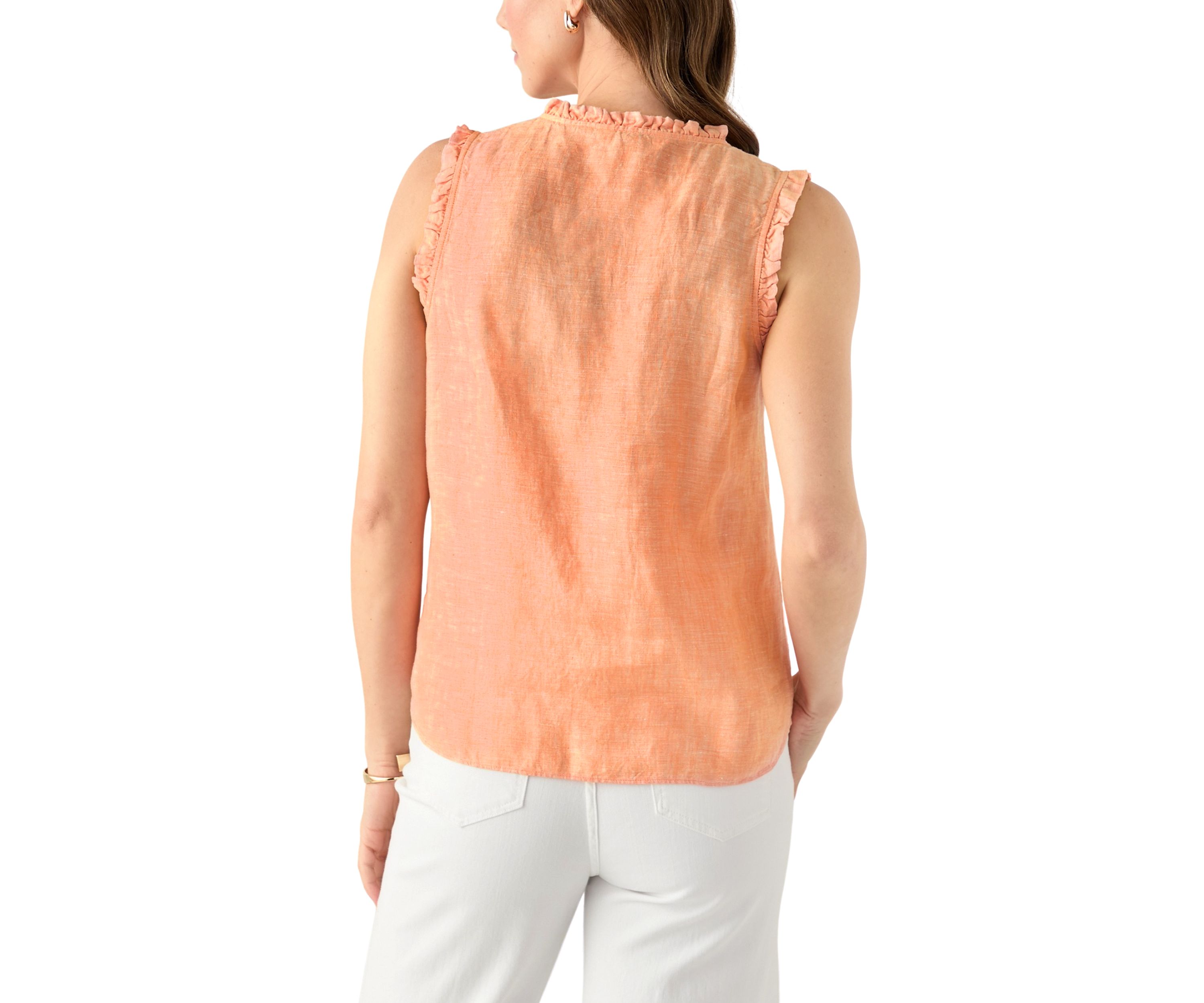 Womens Kavalla Sleeveless Ruffle Printed Top 
