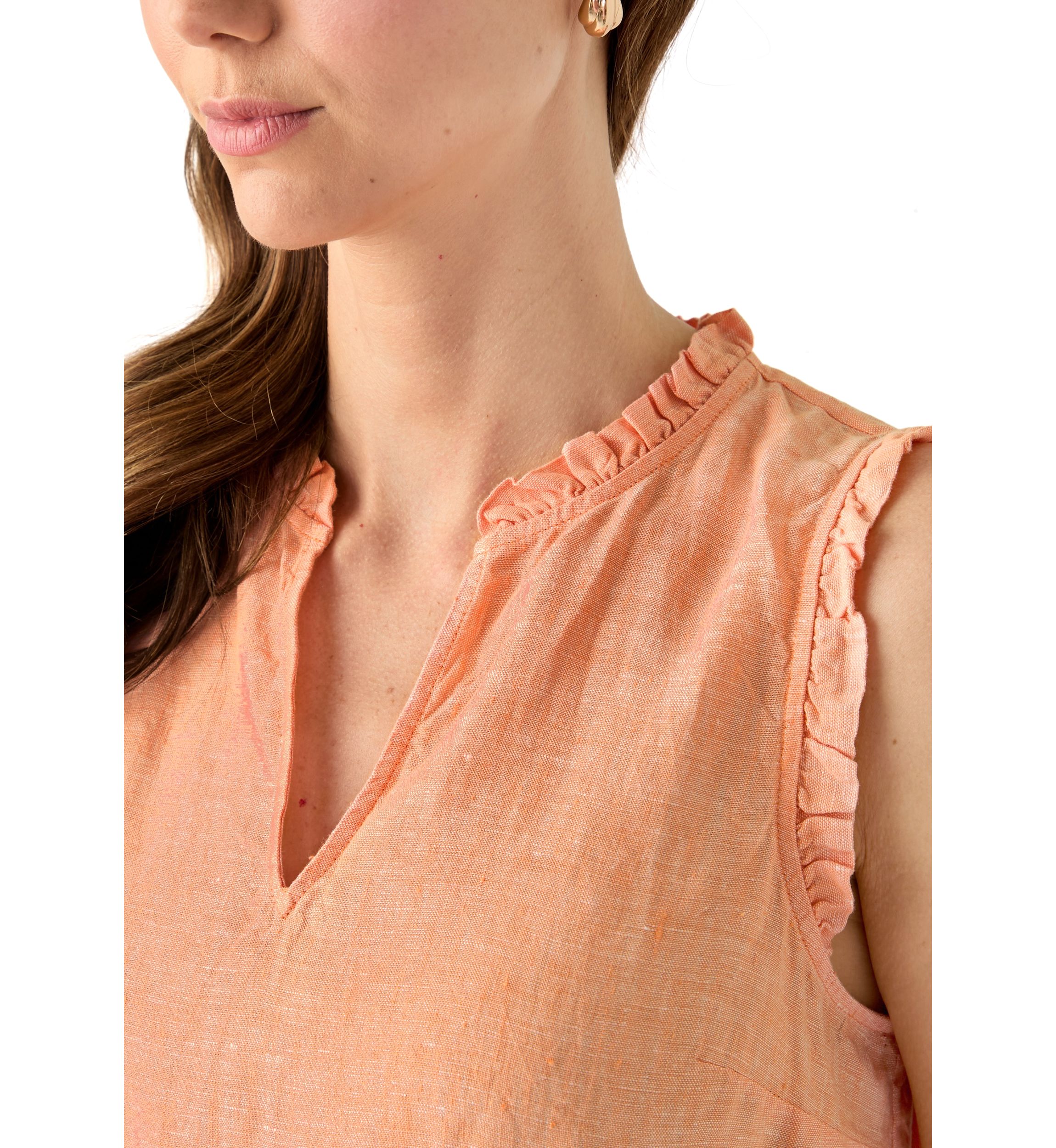 Womens Kavalla Sleeveless Ruffle Printed Top 