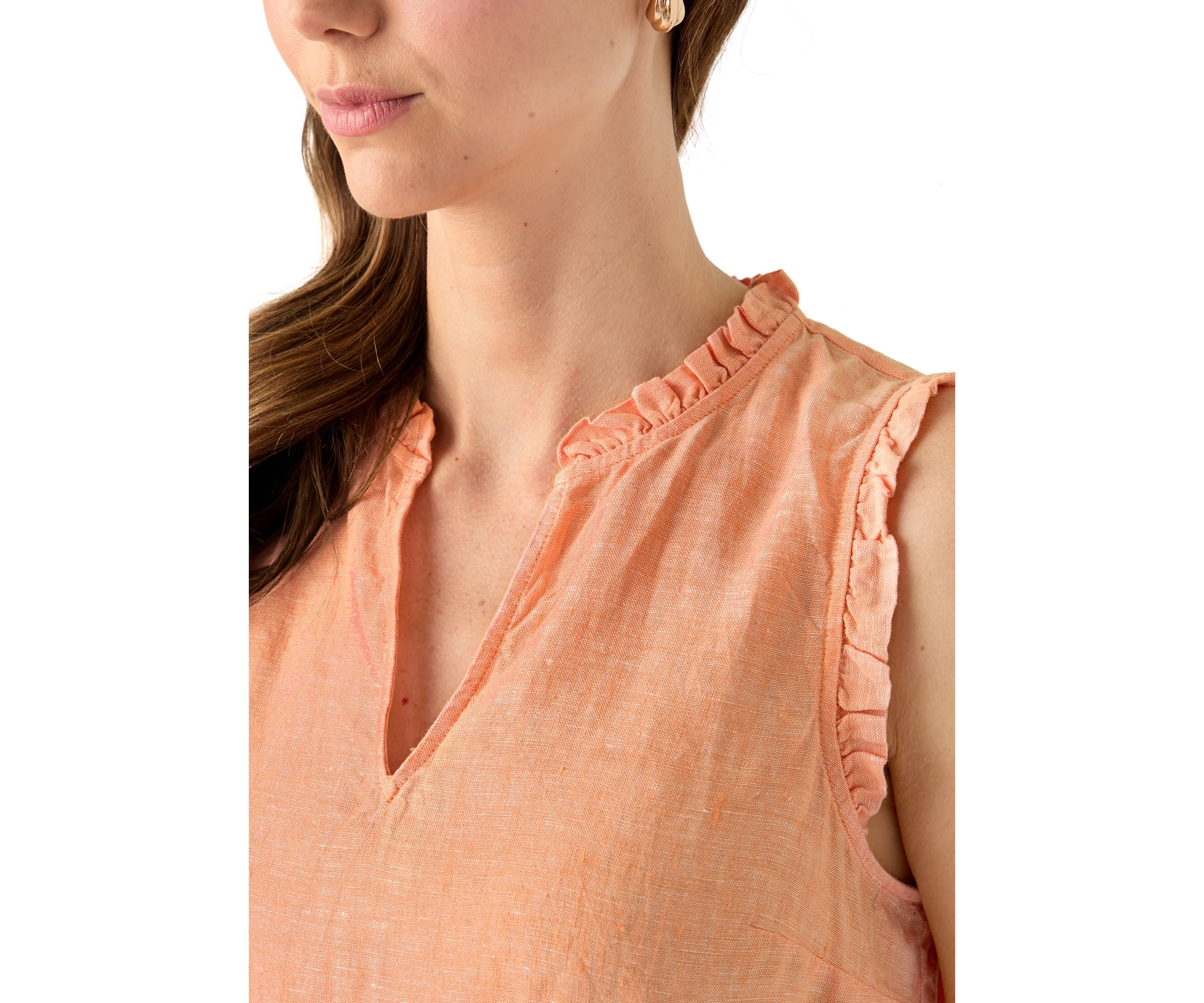 Womens Kavalla Sleeveless Ruffle Printed Top 