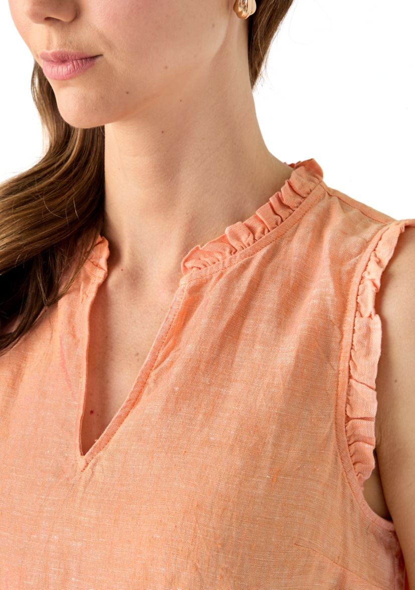 Womens Kavalla Sleeveless Ruffle Printed Top 