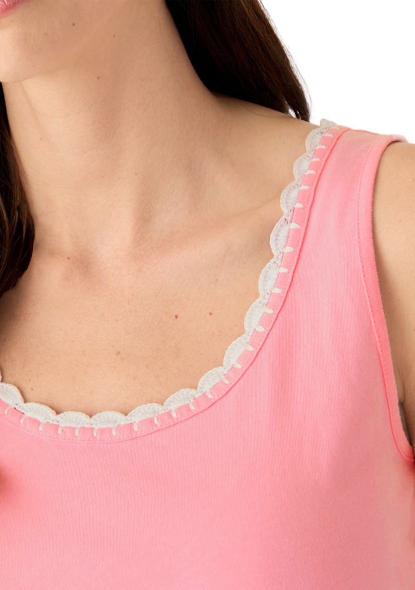 Womens Gabbie Crochet Trim Tank Top