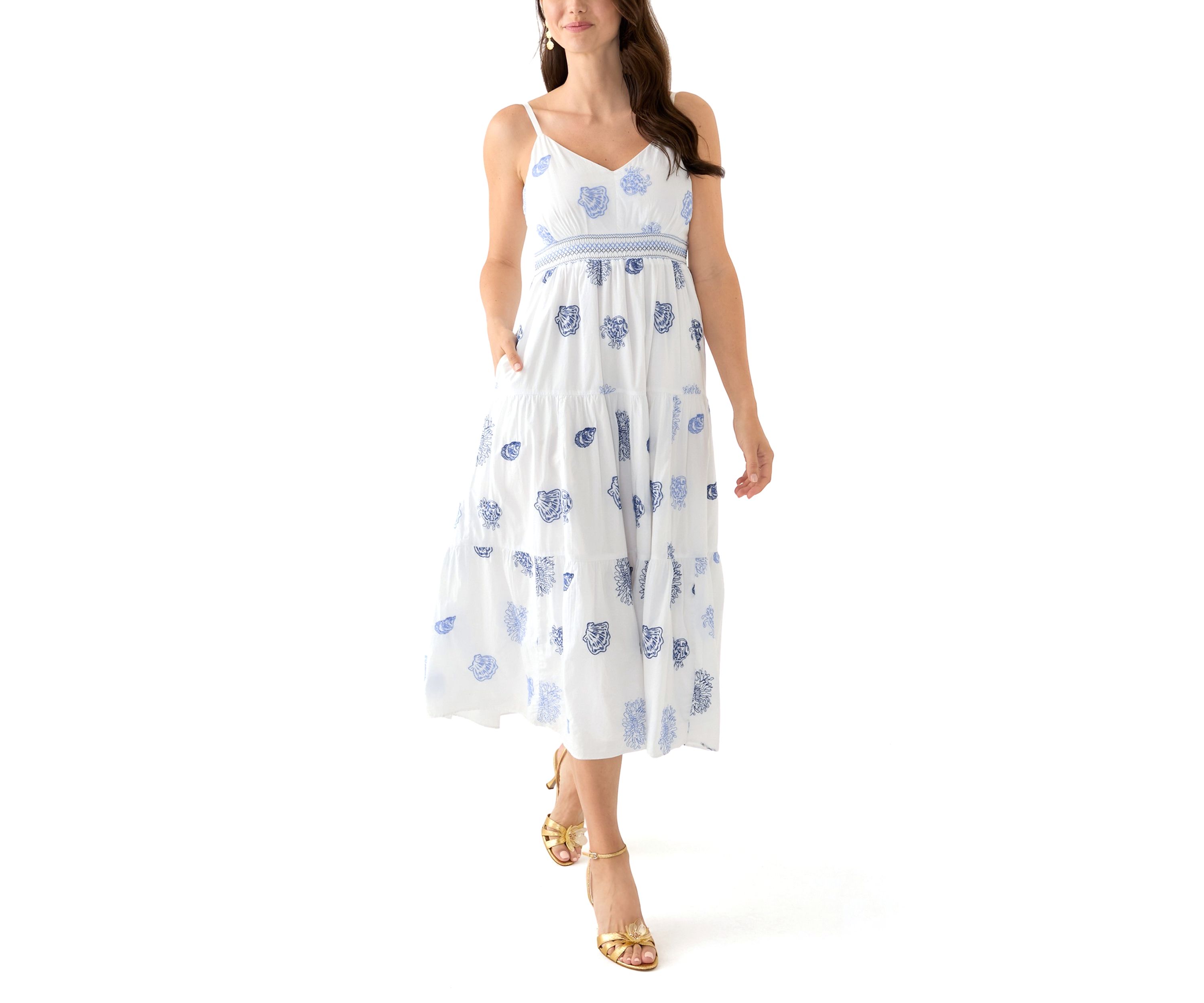 Womens Zanna Embroidered Midi Dress