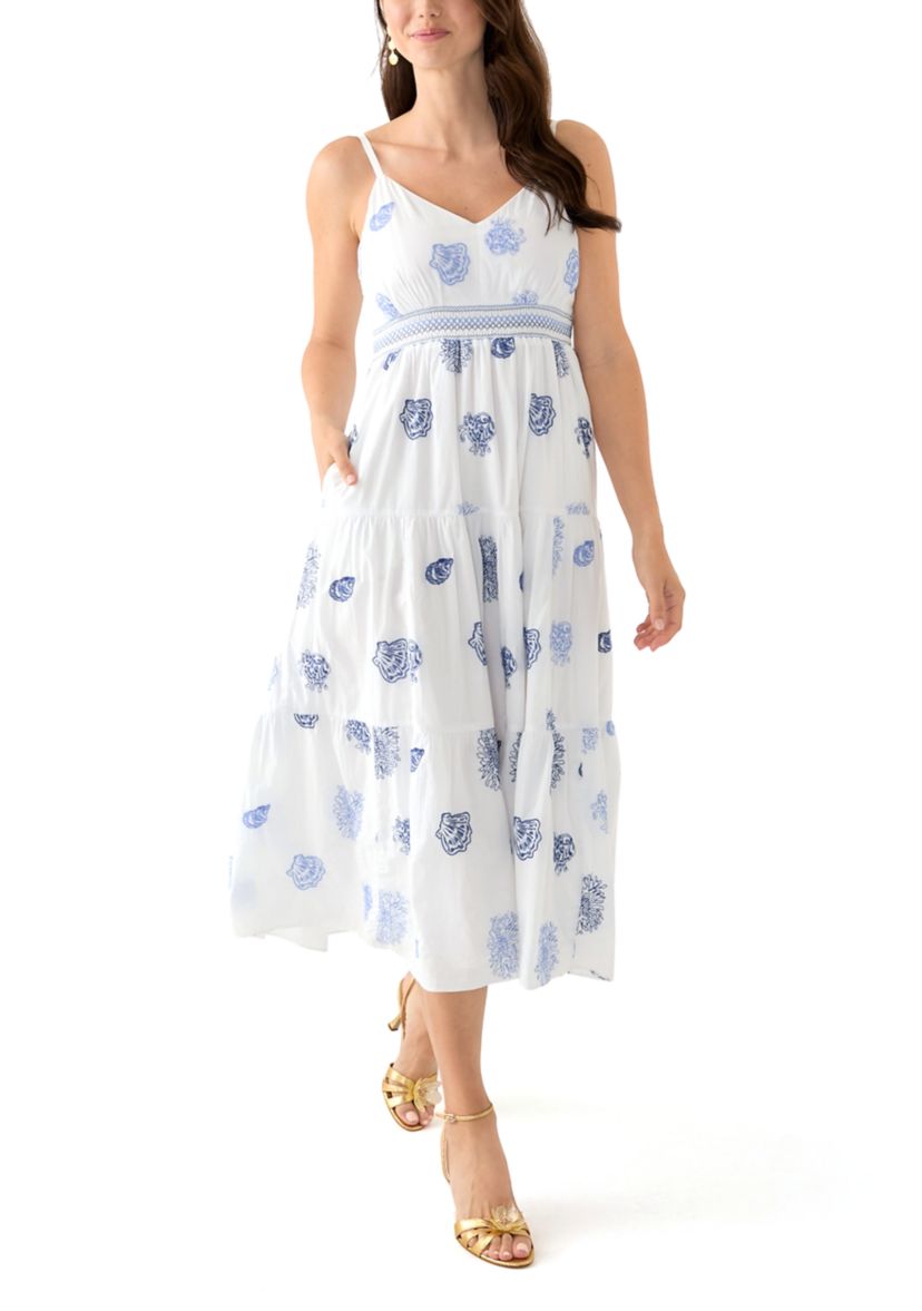Womens Zanna Embroidered Midi Dress