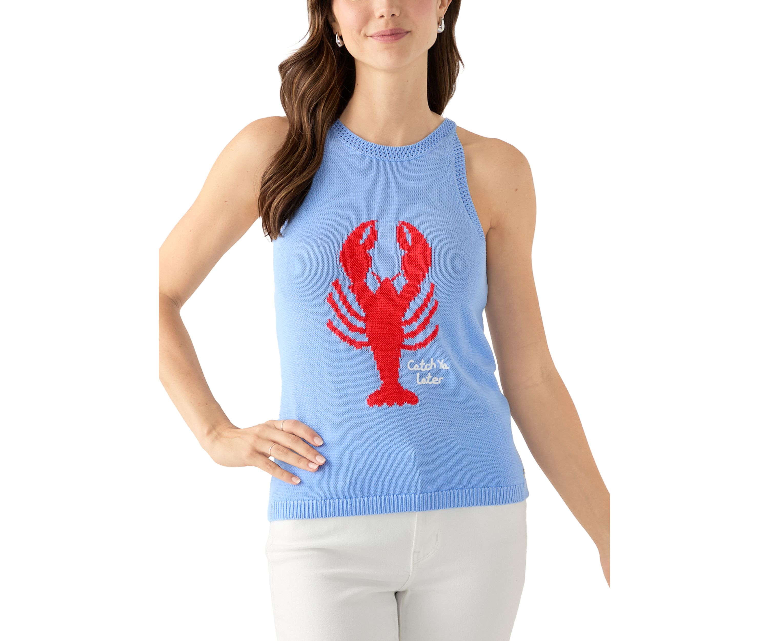 Womens Emra Lobster Jacquard Sweater Tank Top