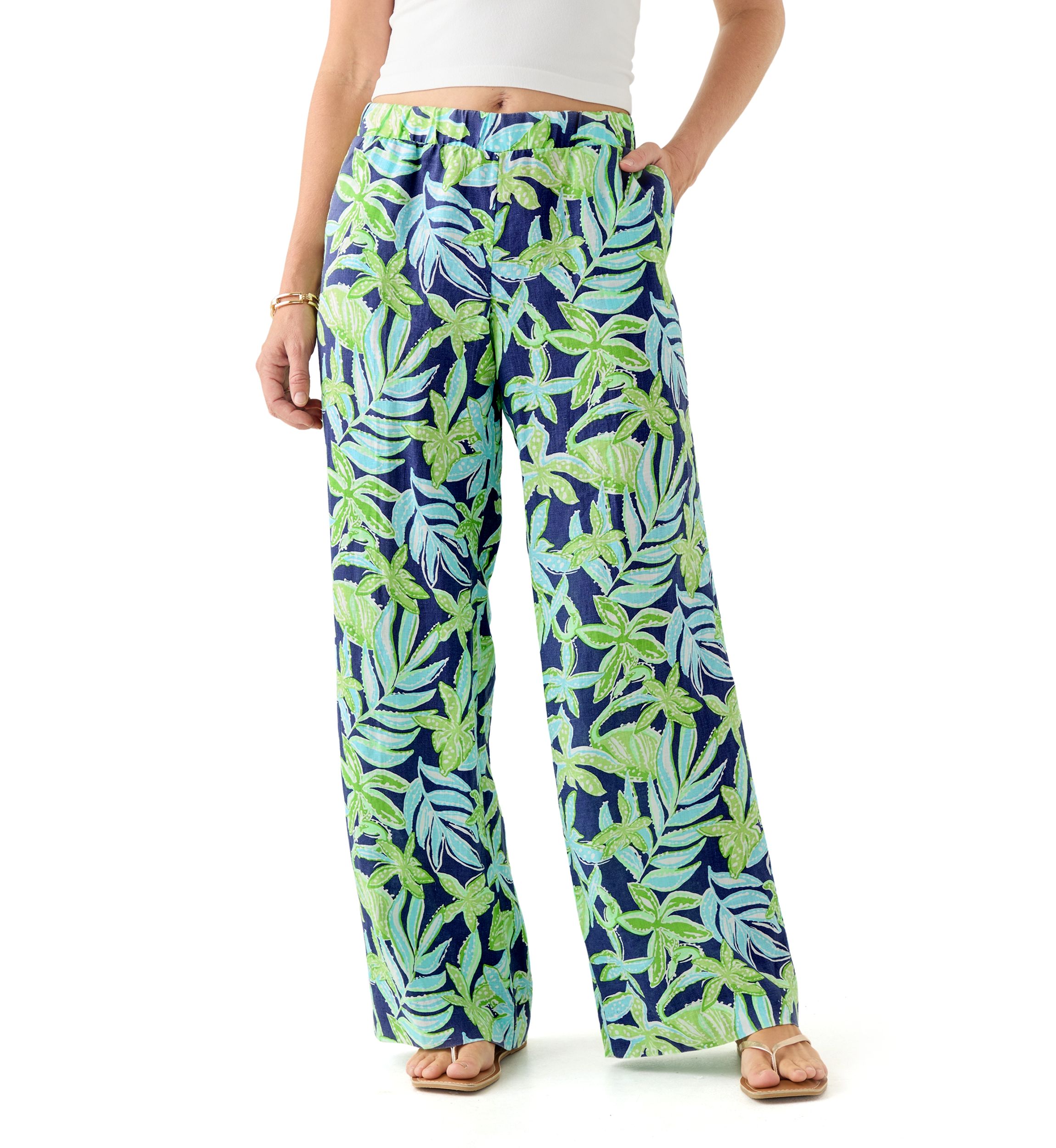 Womens Daylen Linen Palazzo Pants 