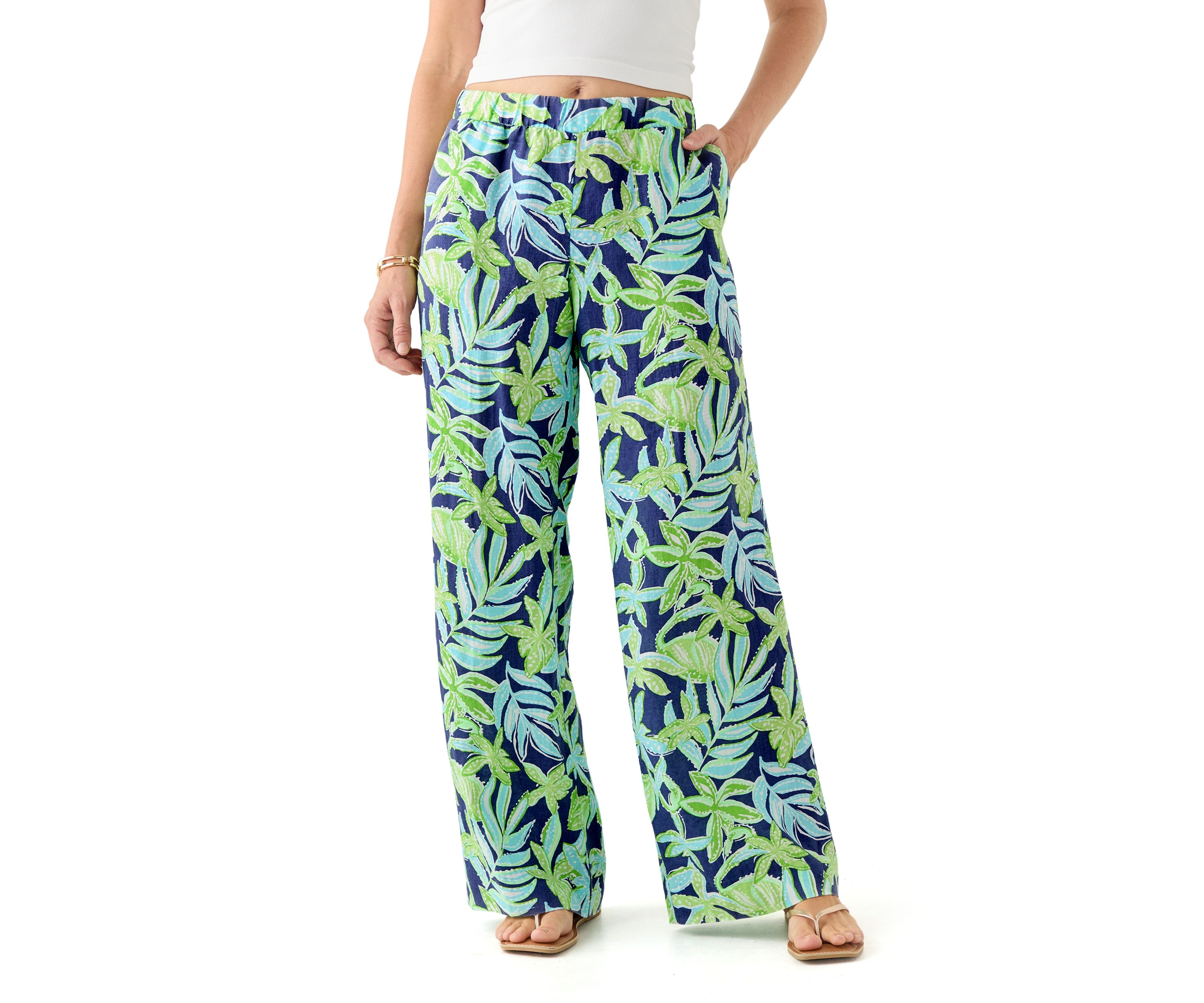 Womens Daylen Linen Palazzo Pants 