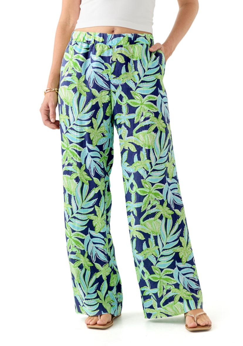Womens Daylen Linen Palazzo Pants 