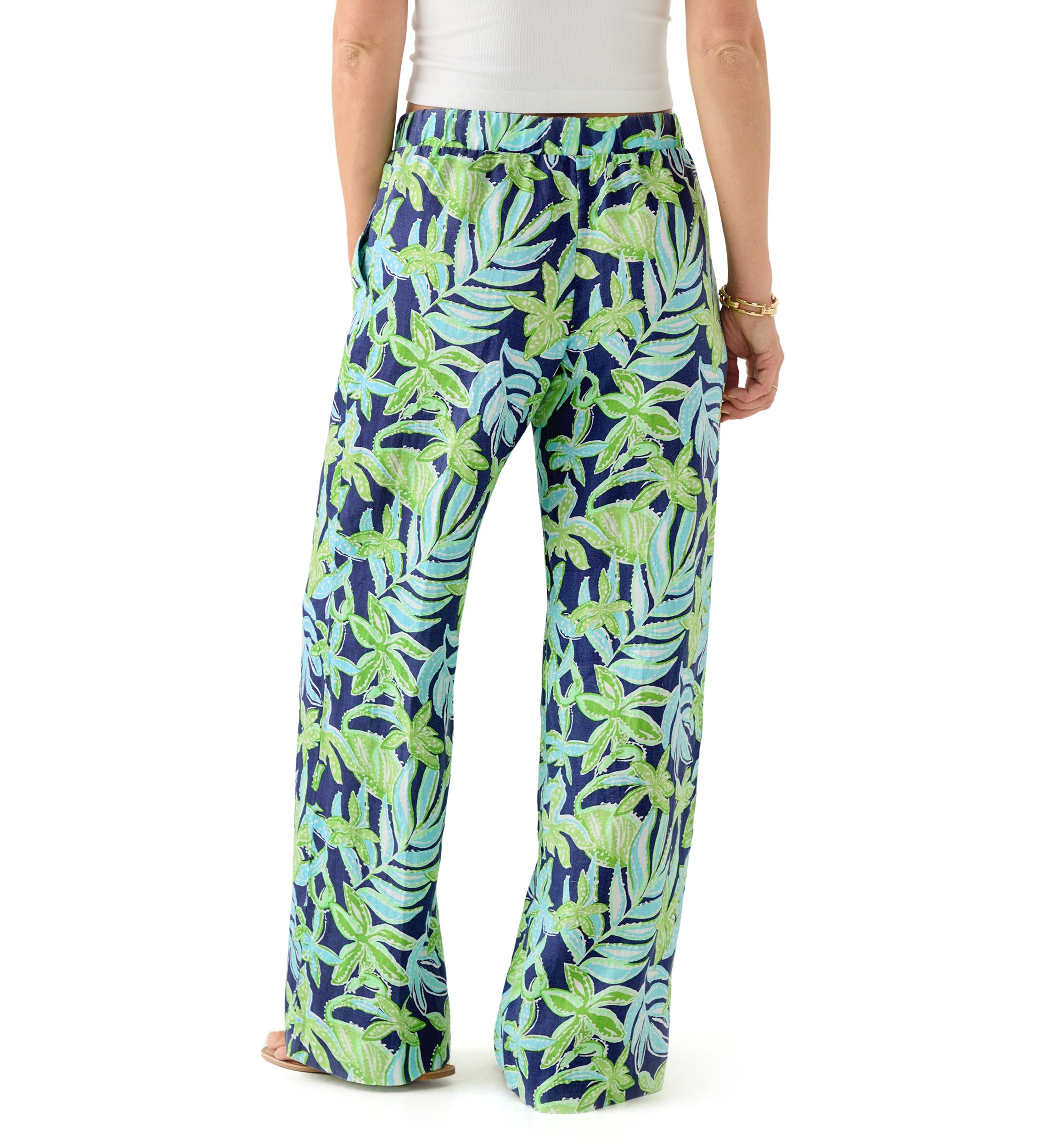 Womens Daylen Linen Palazzo Pants 