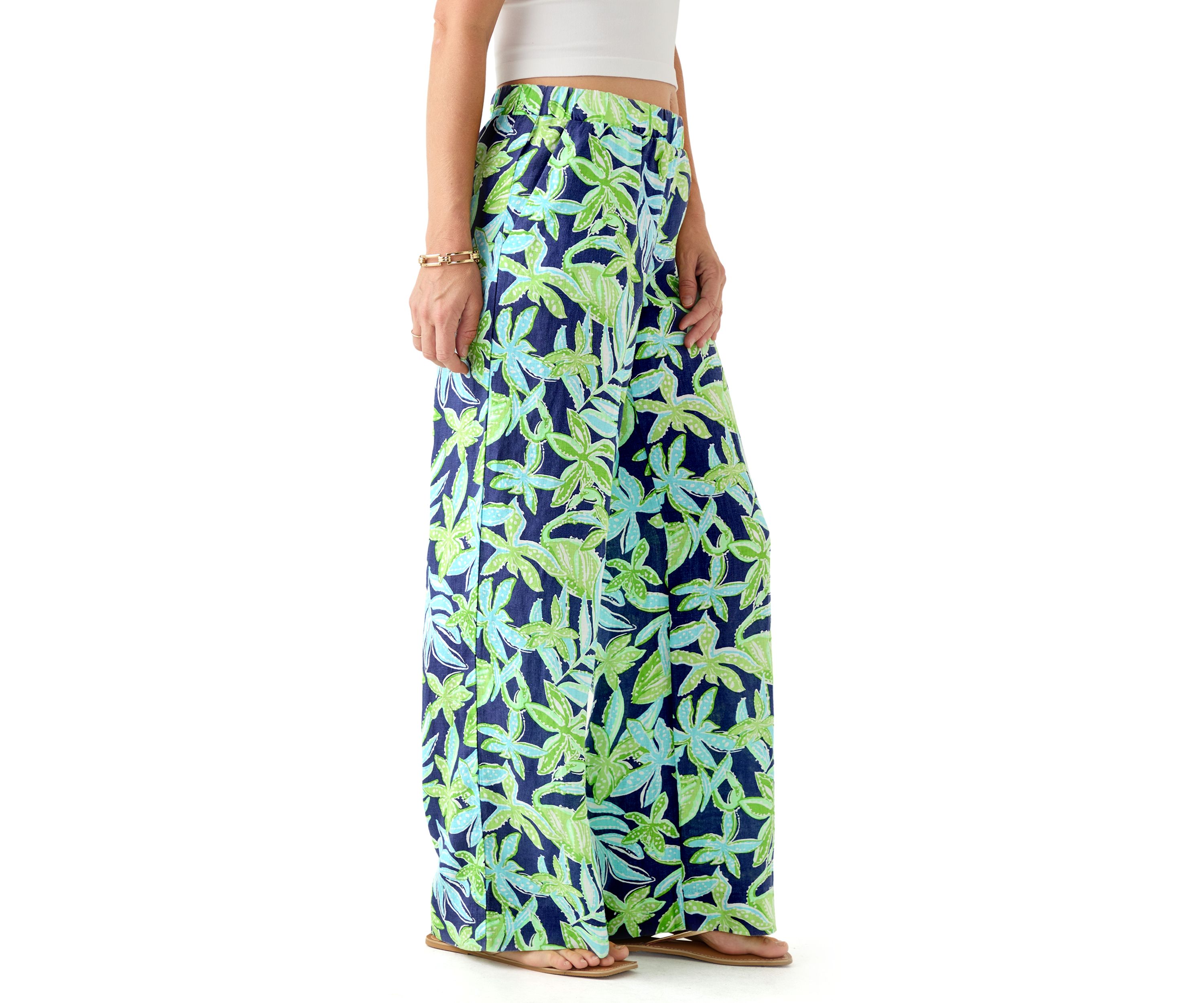 Womens Daylen Linen Palazzo Pants 