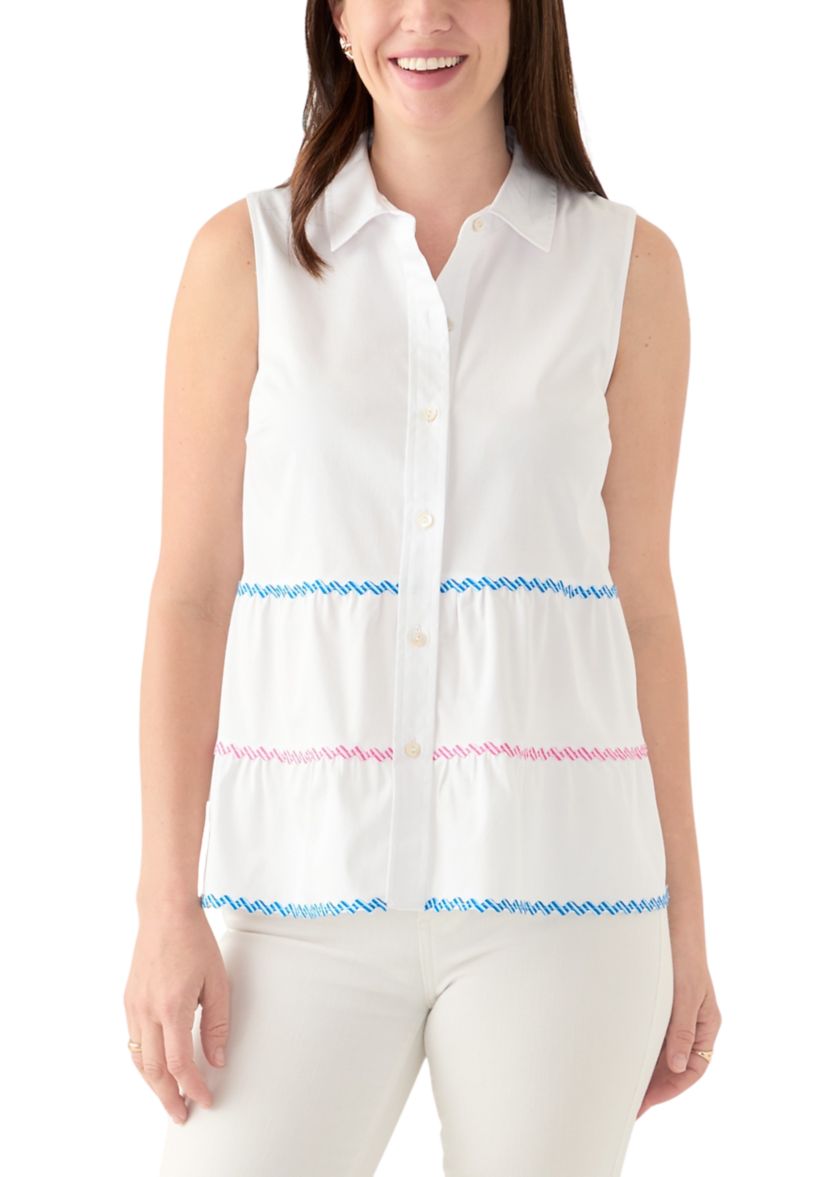 Womens Sleeveless Button Down Resort Top 