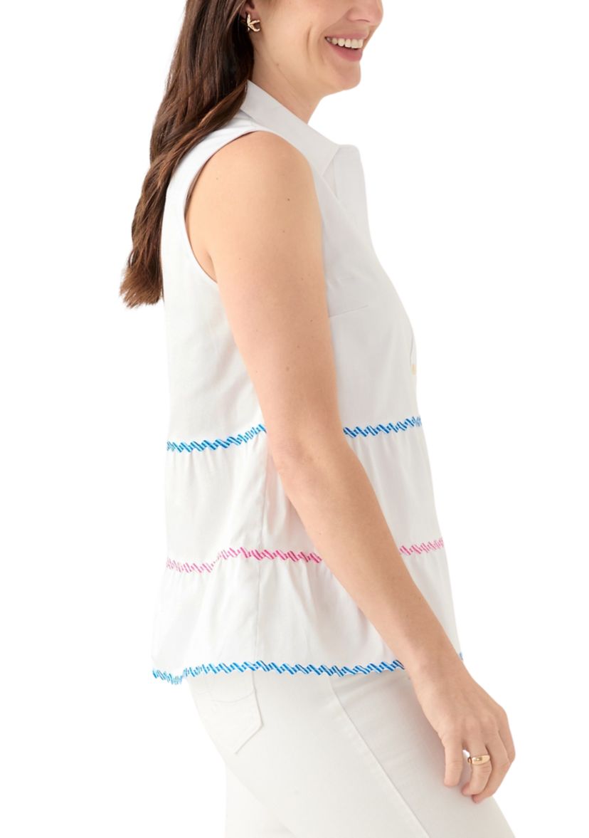 Womens Sleeveless Button Down Resort Top 