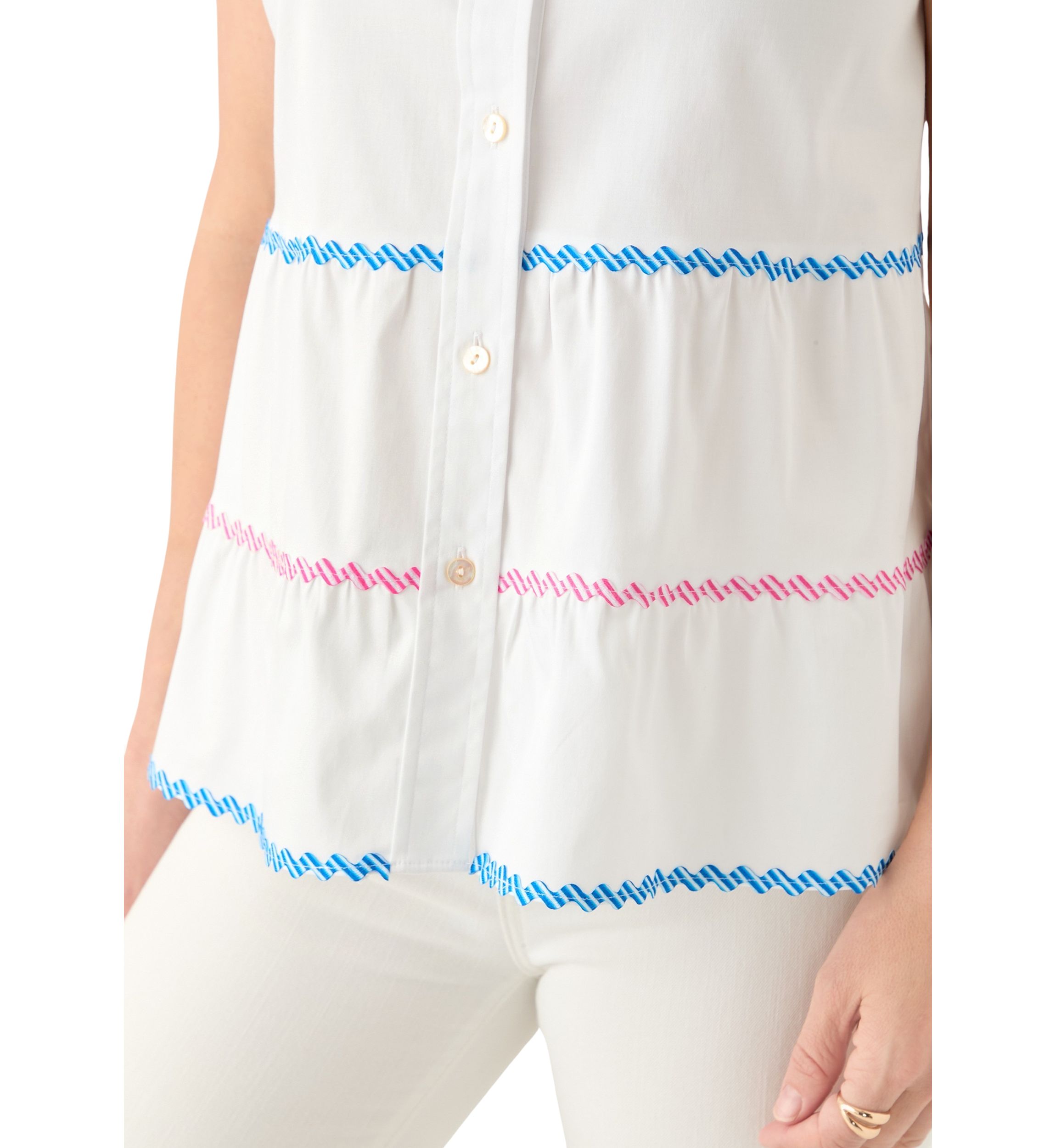 Womens Sleeveless Button Down Resort Top 