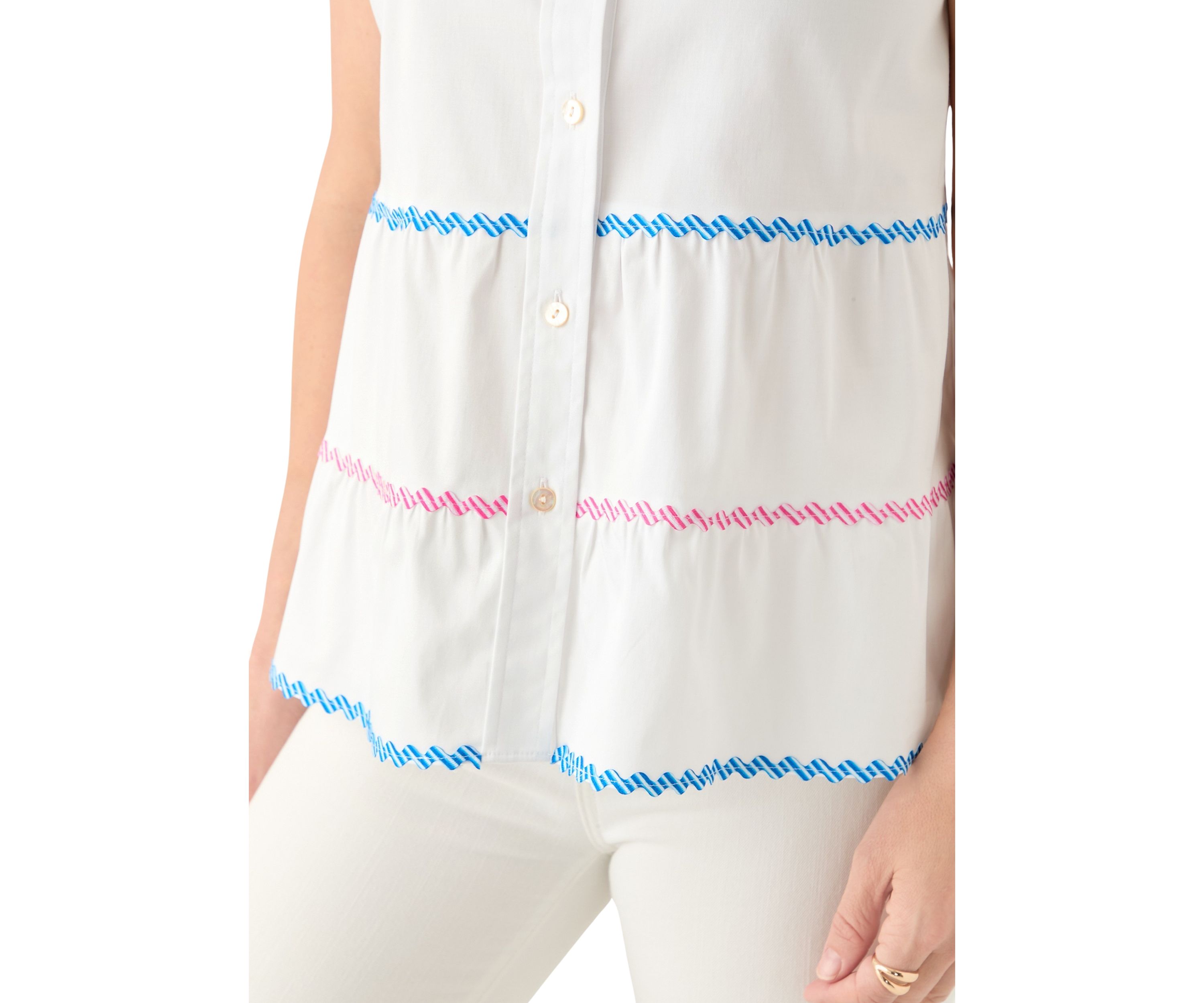 Womens Sleeveless Button Down Resort Top 