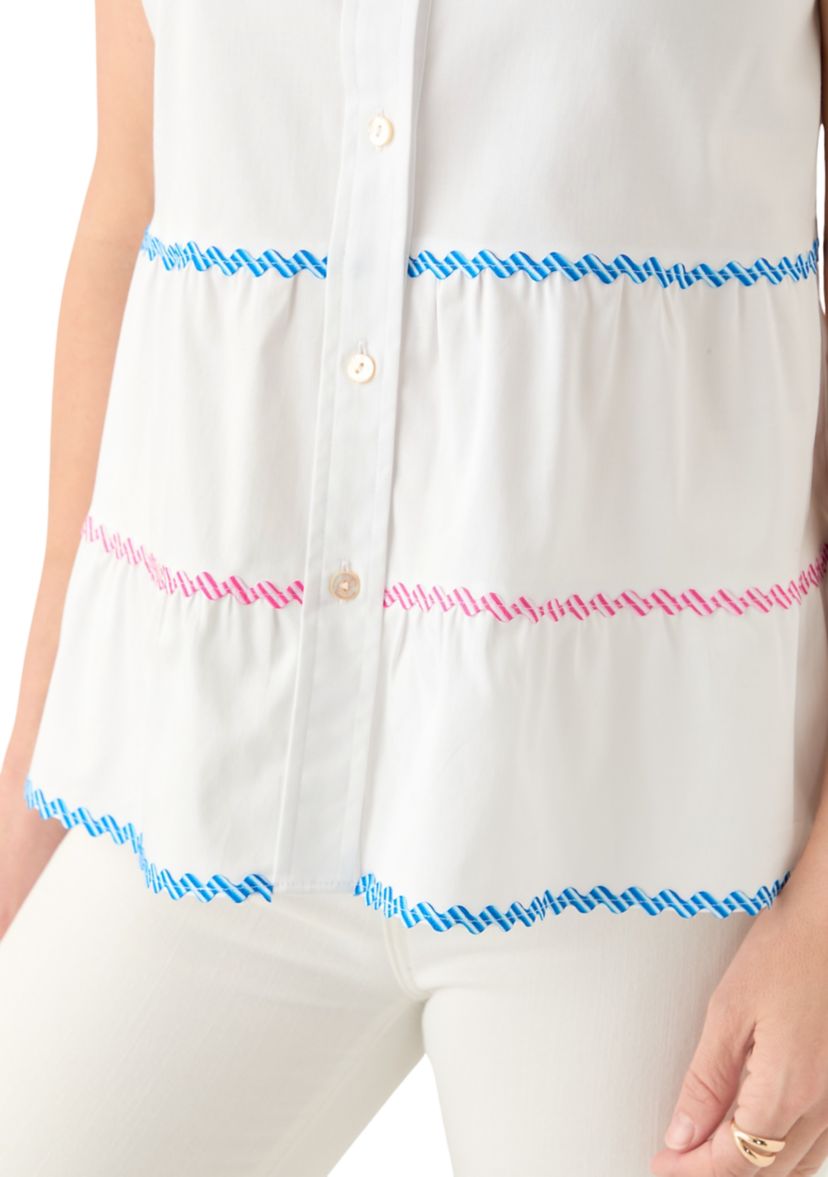 Womens Sleeveless Button Down Resort Top 