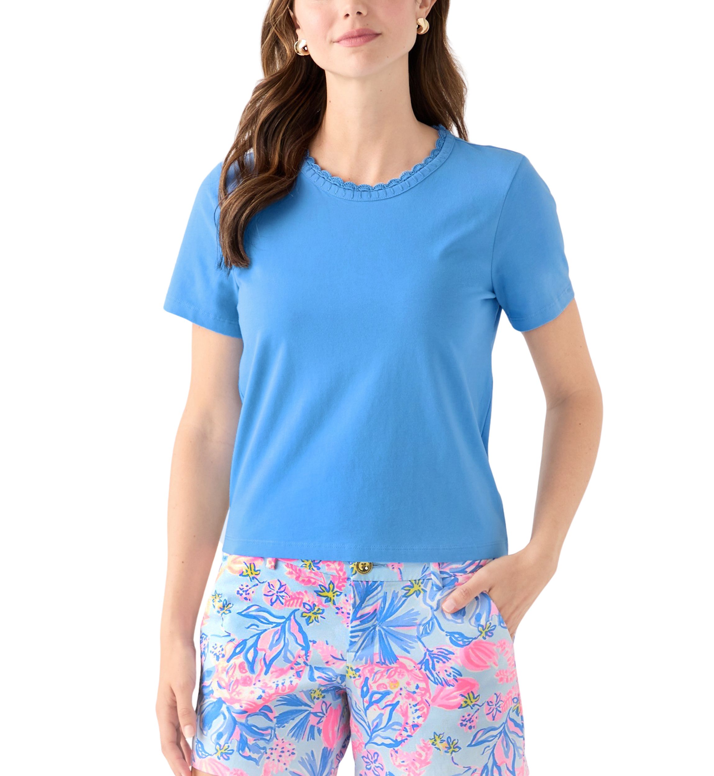 Womens Clairmont Crochet Trim T-Shirt