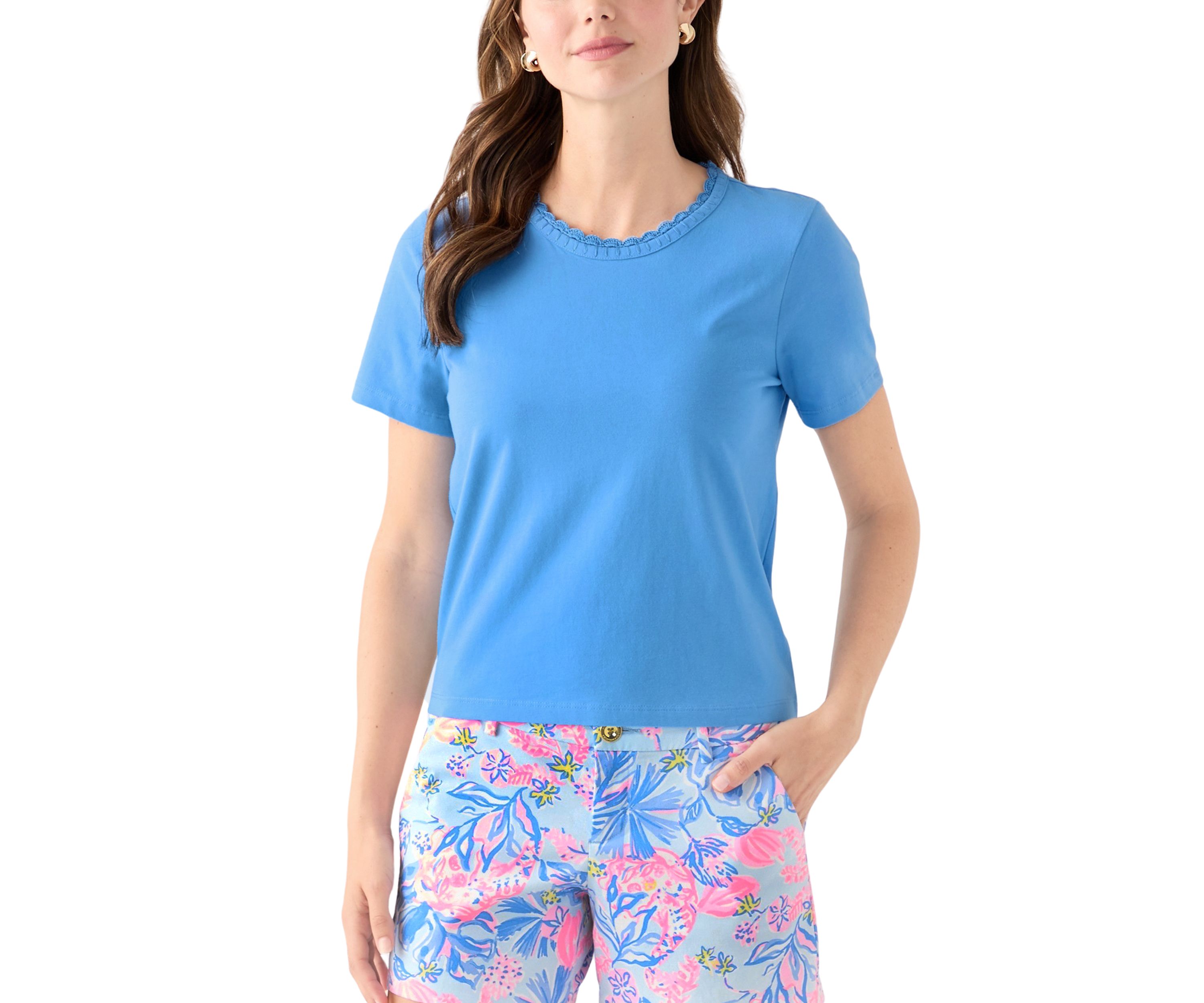 Womens Clairmont Crochet Trim T-Shirt