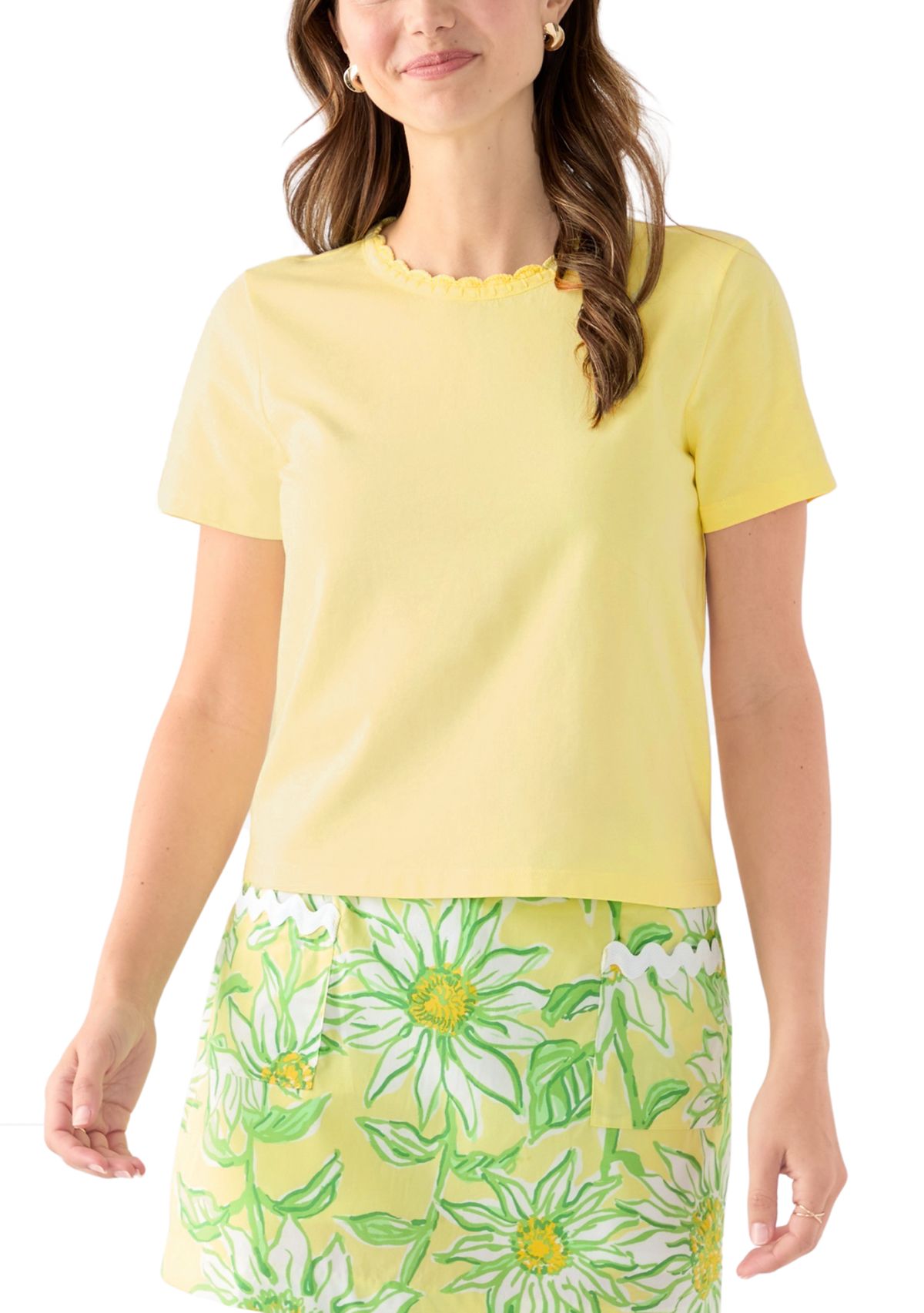 Womens Clairmont Crochet Trim Top