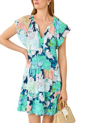 Lilly Pulitzer Women's Norella Linen Dress, Navy Blue, XL