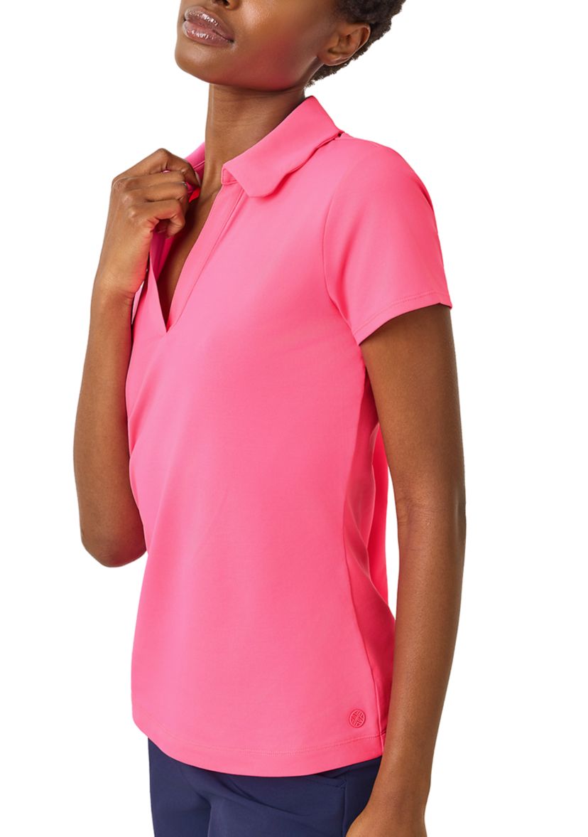 Lilly Pulitzer® Women's Luxletic Frida Scalloped Polo UPF 50+ Top