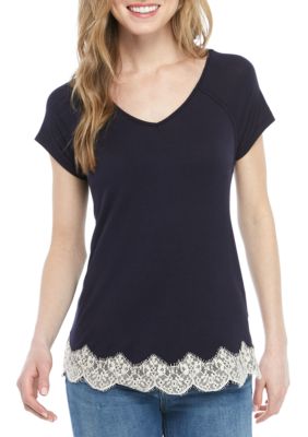 lace hem tee