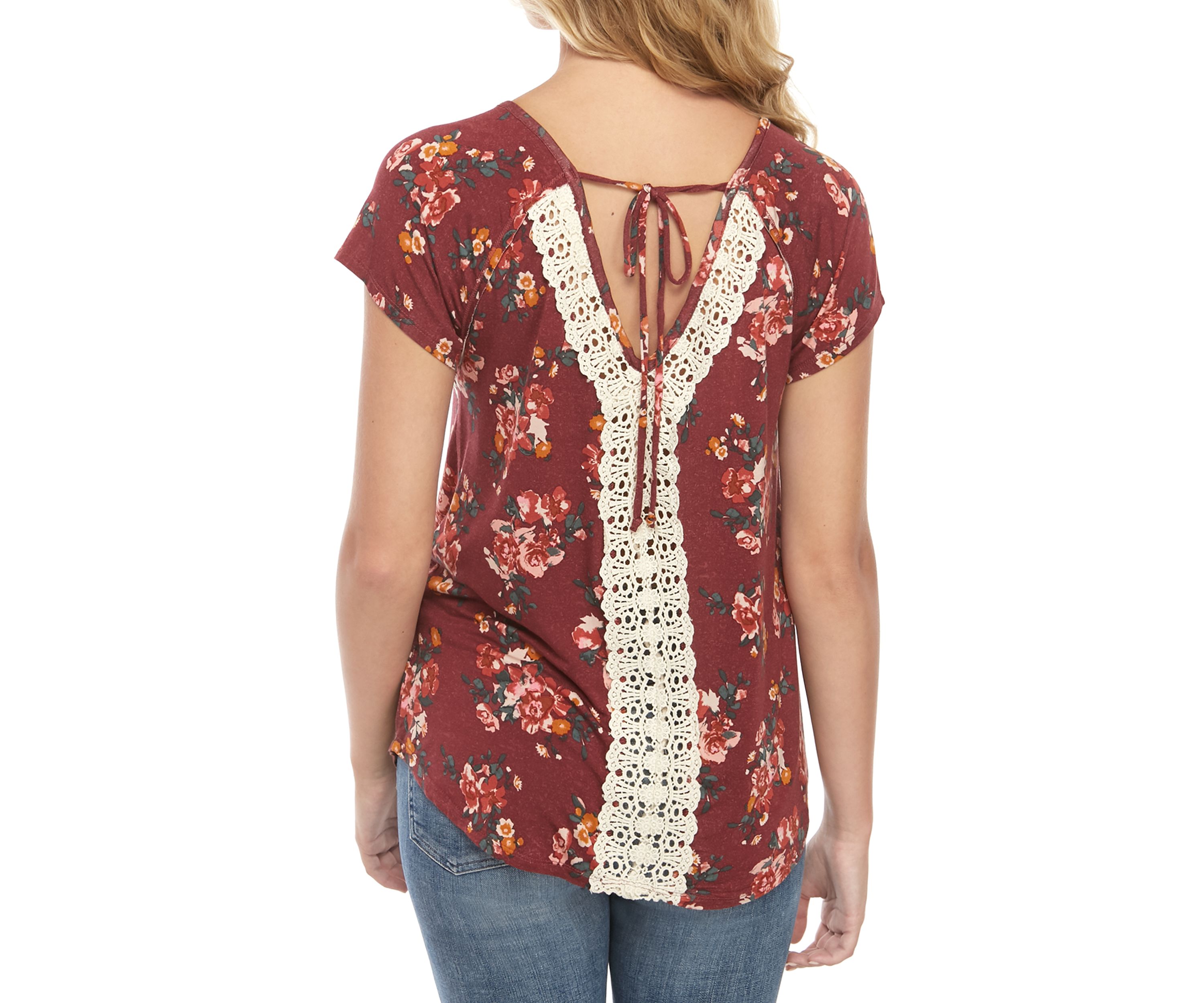 Short Sleeve Crochet Back Top
