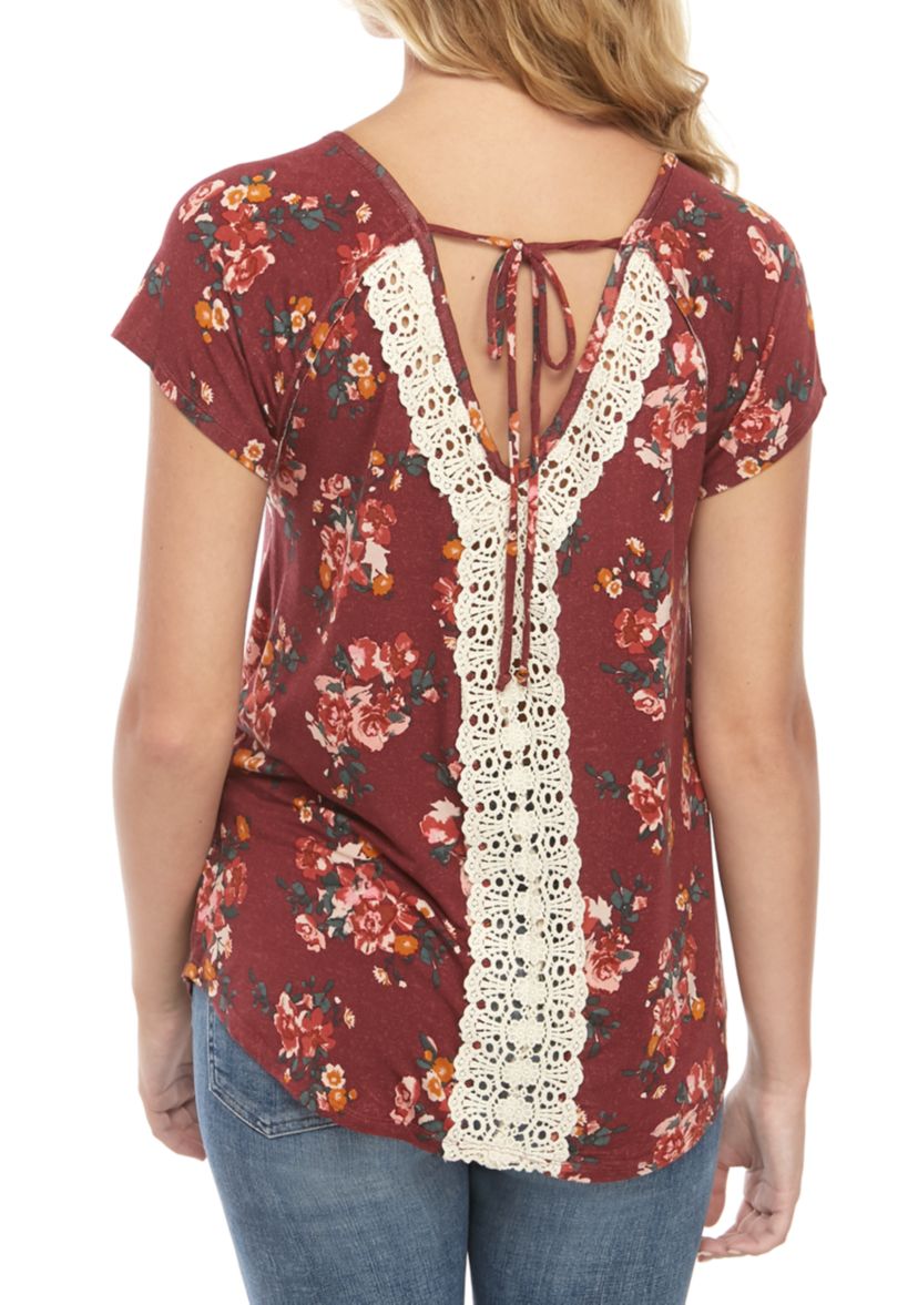 Short Sleeve Crochet Back Top