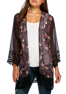 Jolt Crochet Trim Kimono | belk