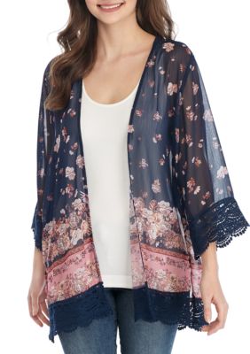 Jolt Crochet Hem Kimono | belk