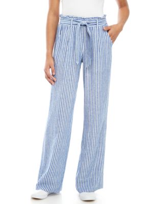 Alicia' Wide Leg, Drawstring Tall Women's Linen Pant - Blue Chambray –