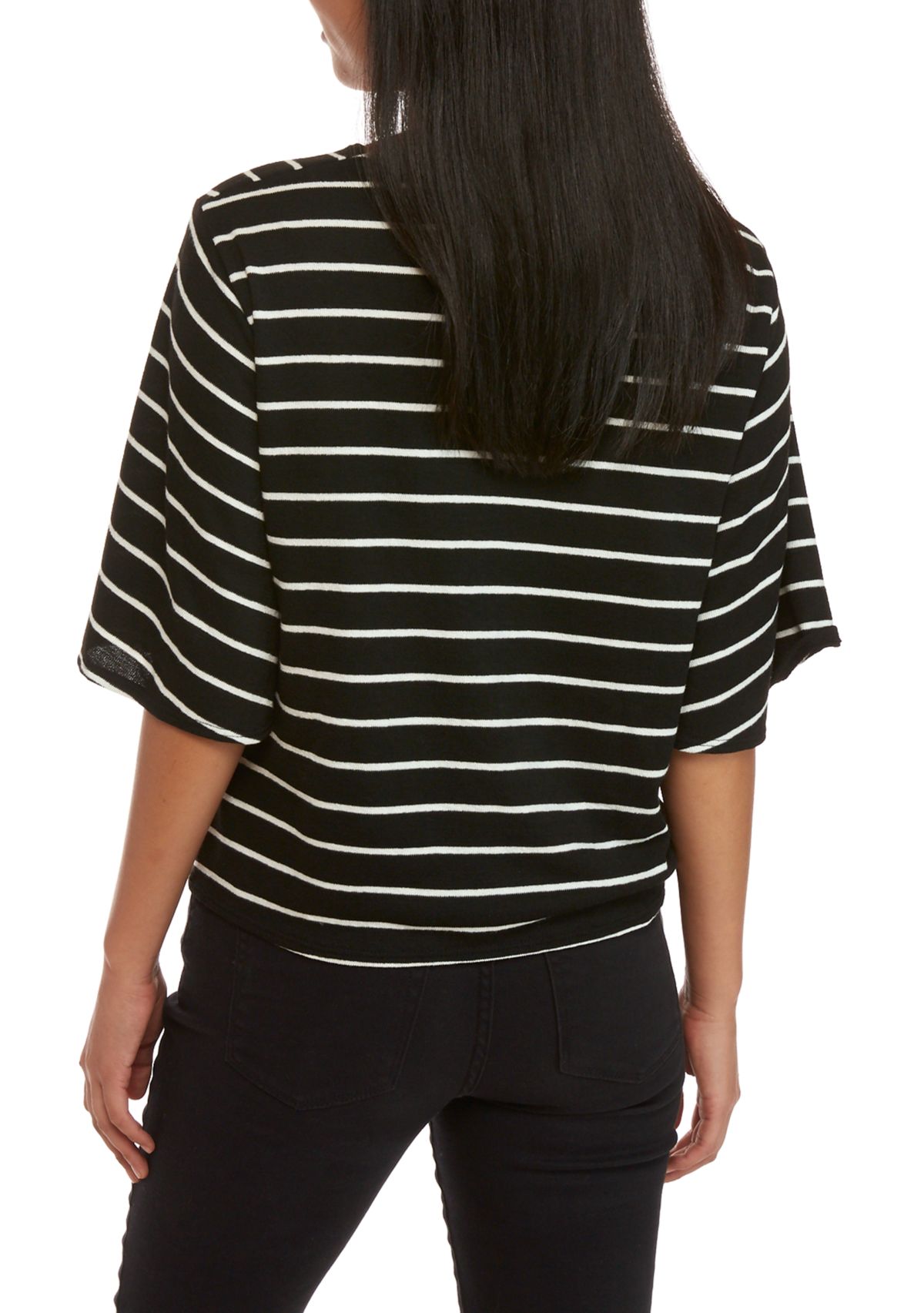 Juniors Short Sleeve Twist Front Knit Top 