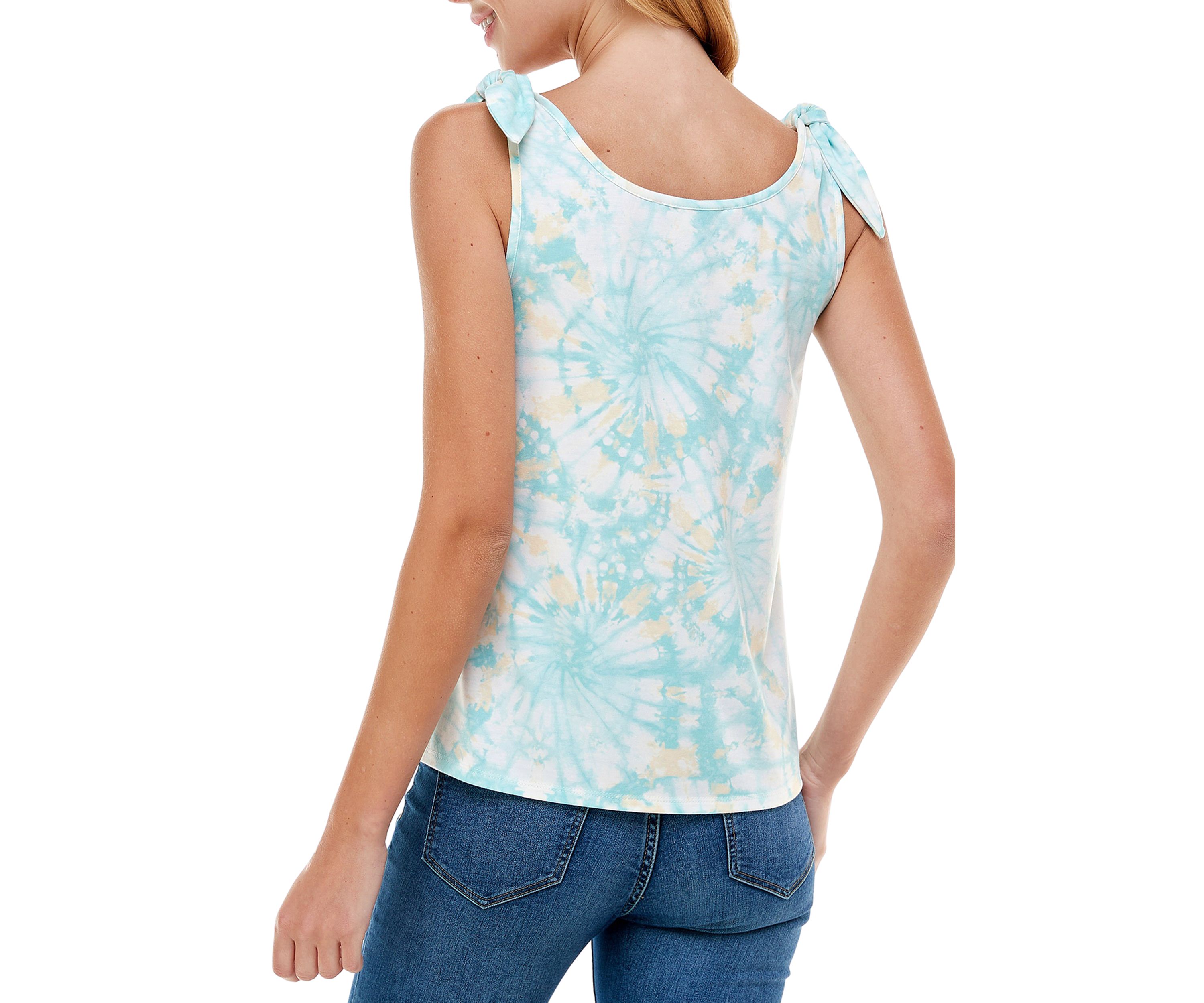 Juniors Sleeveless Bow Shoulder Tie Dye Tank with Headband