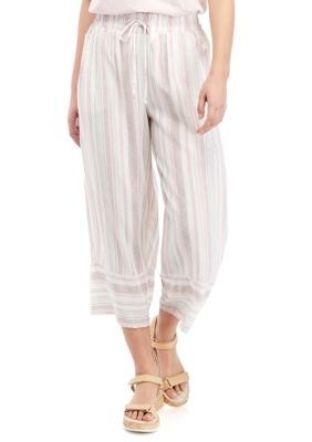striped cropped wide leg pants