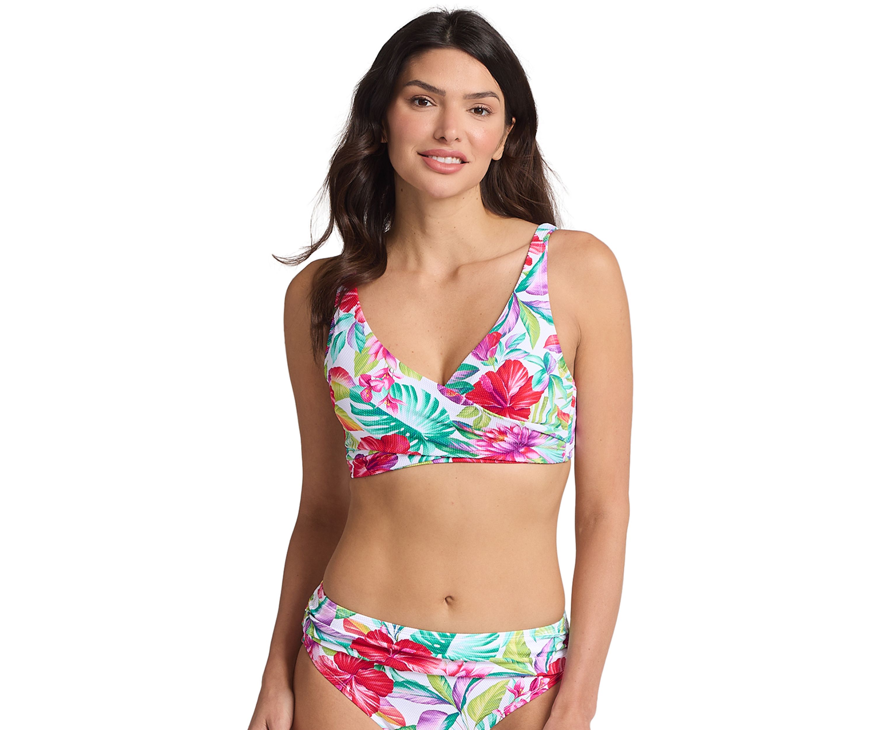 Island Cays Fiesta Underwire Wrap Front Bra Swim Top
