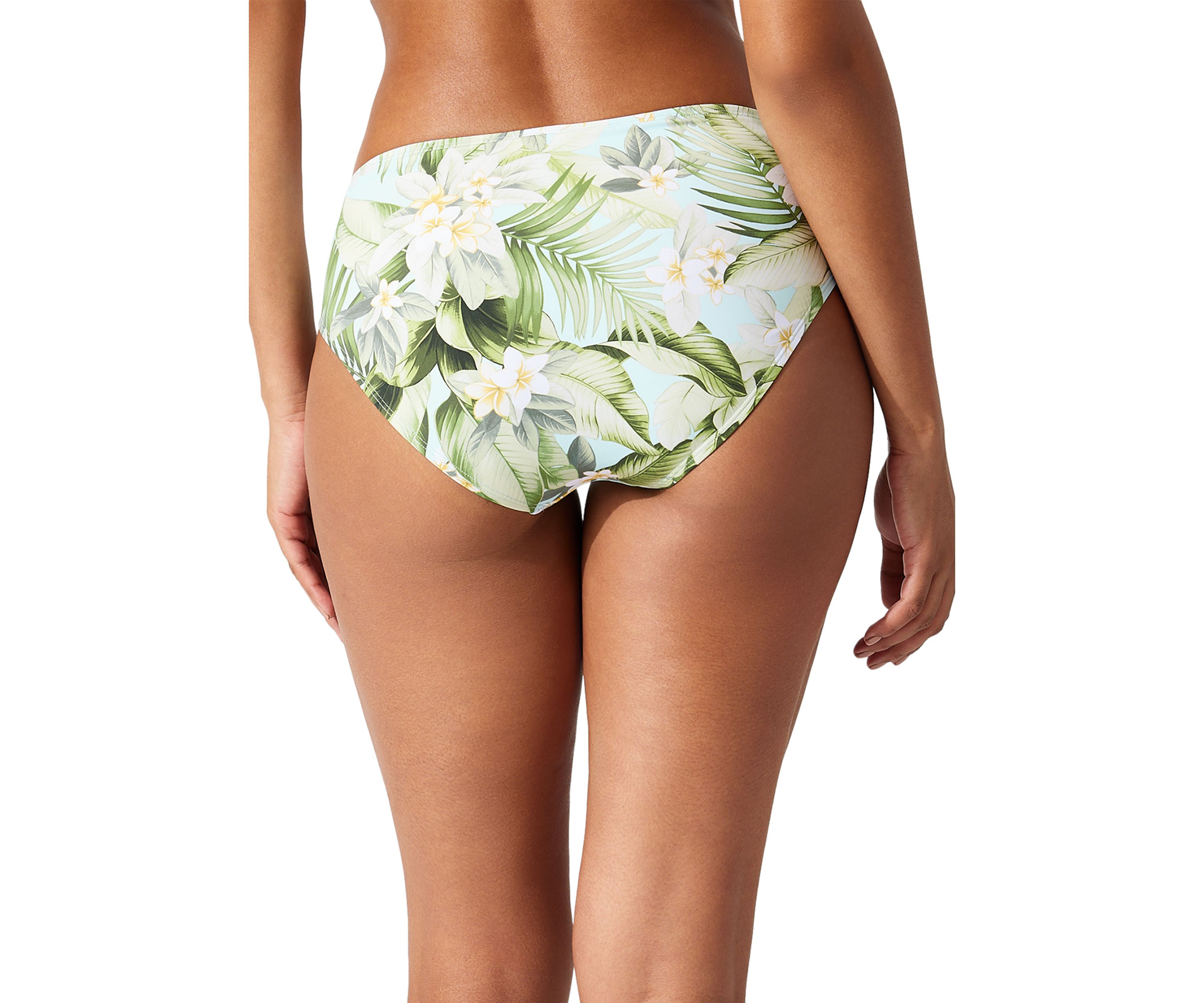 Paradise Fronds Shirred High Waist Swim Bottoms