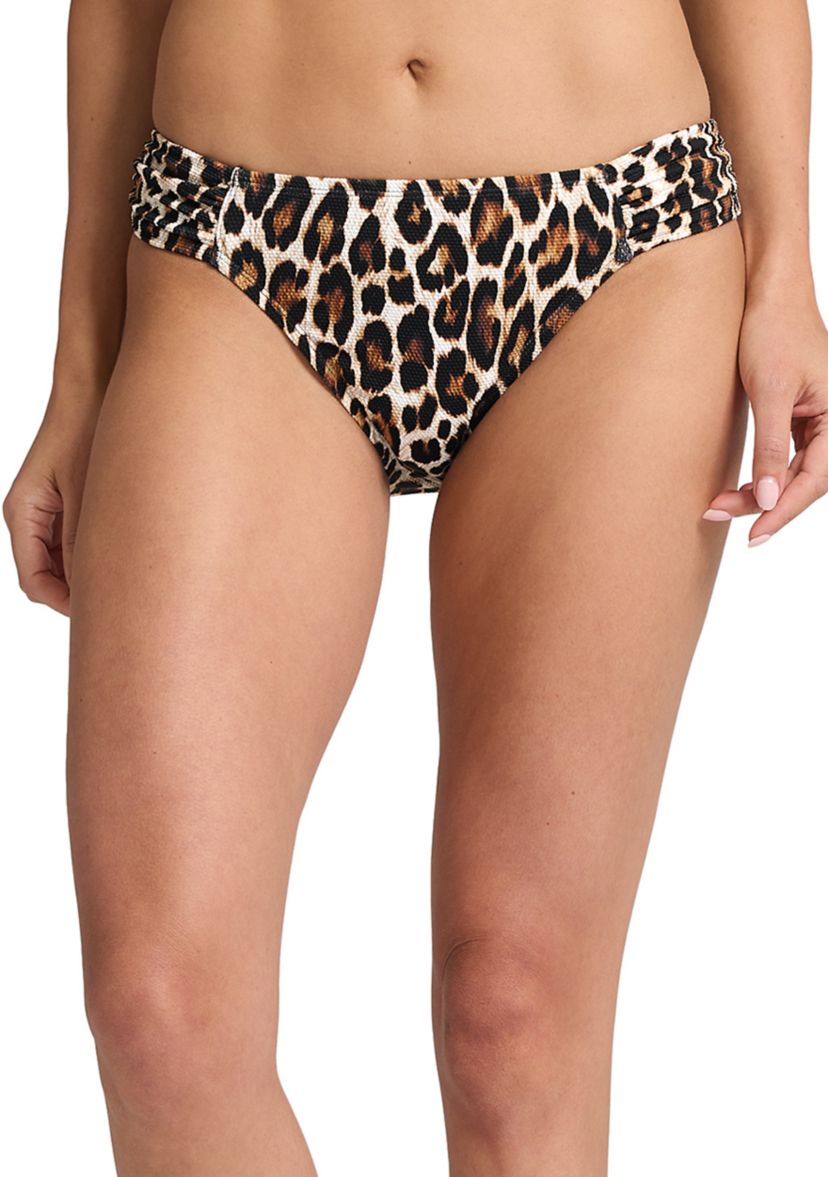 Island Cays Leopard Side Shirred Swim Hipster 